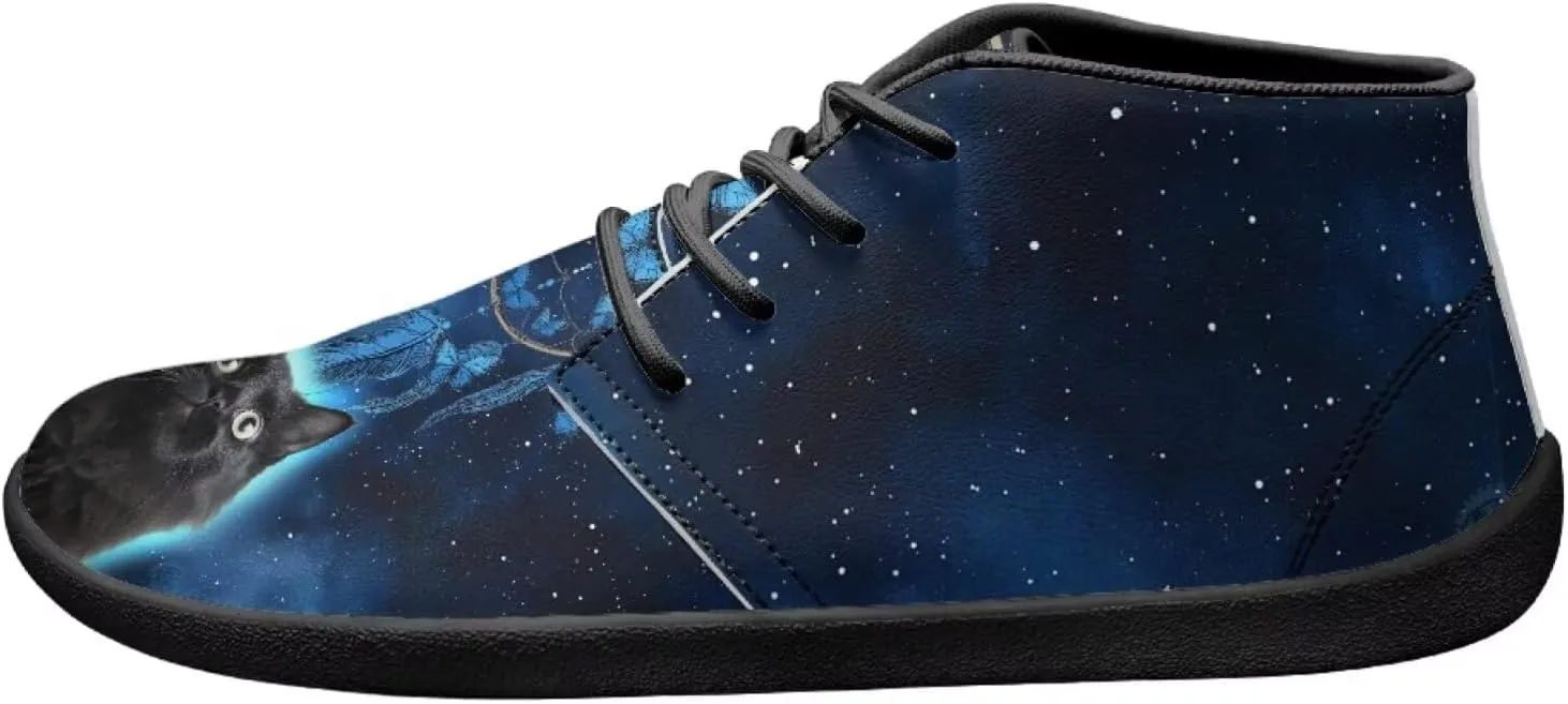 Mens Barefoot Shoes for Walking Blue Sharks Pattern Non Slip Zero Drop Sole Running Sneakers