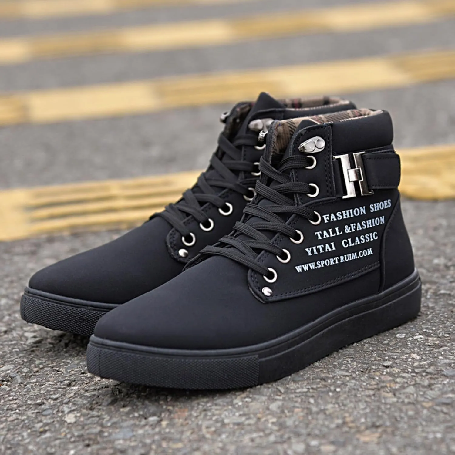 Men's High Top Sneakers Retro Casual Lace Up Sport Shoes Flat Bottom Walking Boots Outdoor Men Ledge Mid Boot