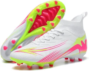 Men's High Top Soccer Shoes FG Long Spikes Adult Football Shoes Lightweight Professional Athletic Training