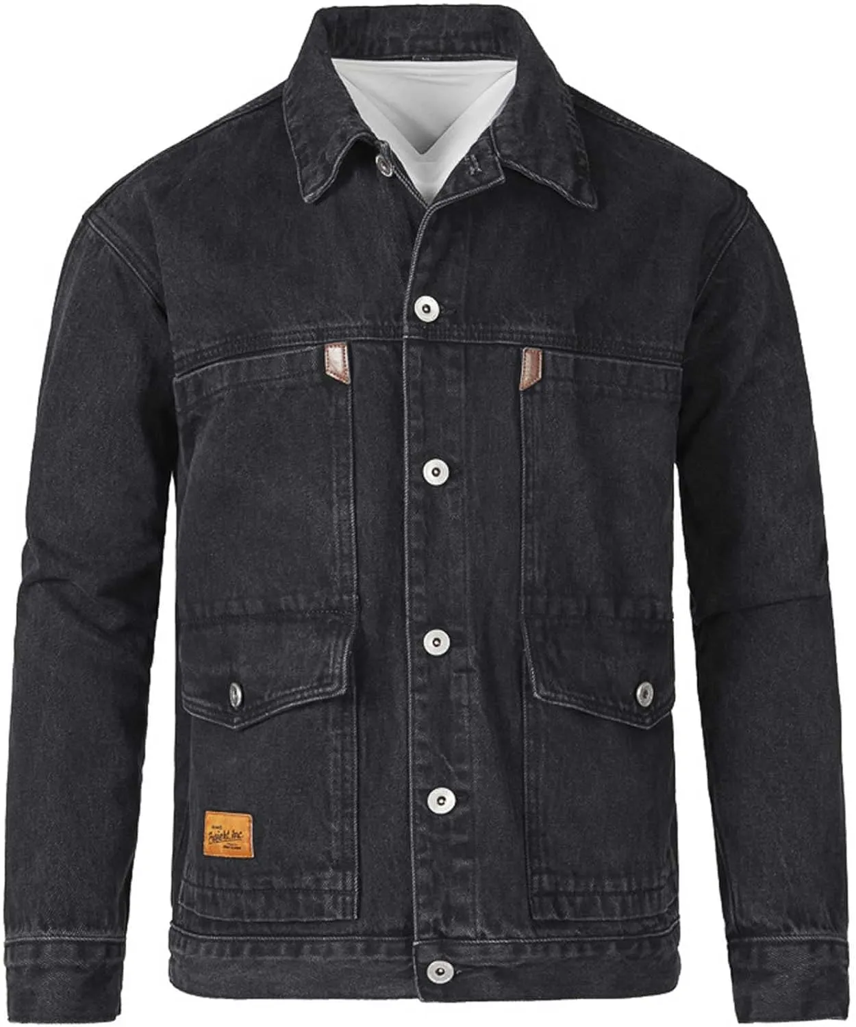 Mens Jean Jackets Casual Denim Coats Single Breasted Outerwear Fall Winter Clothes Trendy Turndown Jacket with Pocket