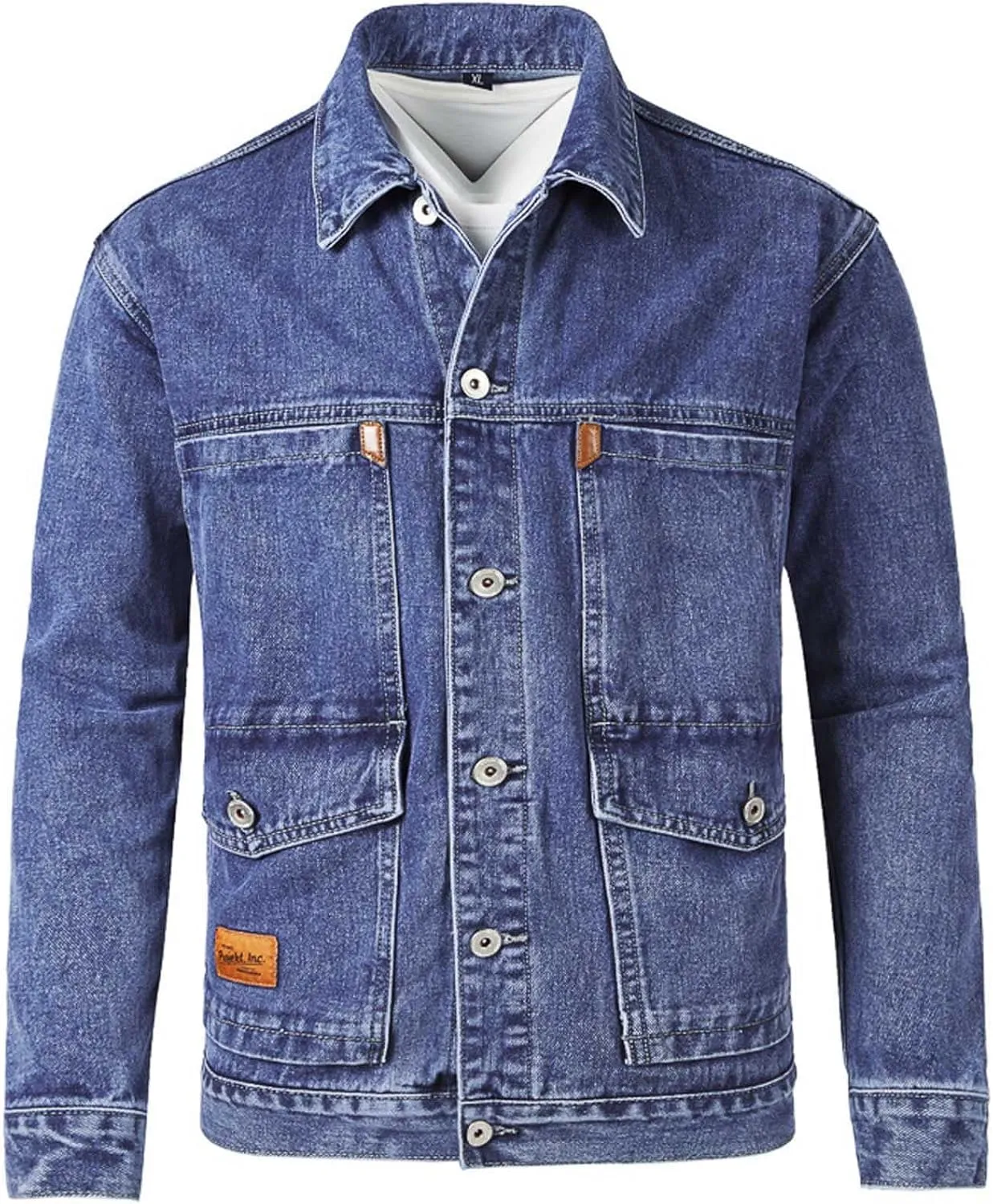 Mens Jean Jackets Casual Denim Coats Single Breasted Outerwear Fall Winter Clothes Trendy Turndown Jacket with Pocket