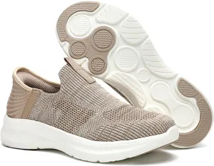 Men's Mesh Slip-On Orthopedic Walking Shoes with Arch Support Lightweight Breathable Softsole Knit Sneakers Leisure Comfort Tennis Workout Non-Slip Walking Shoes