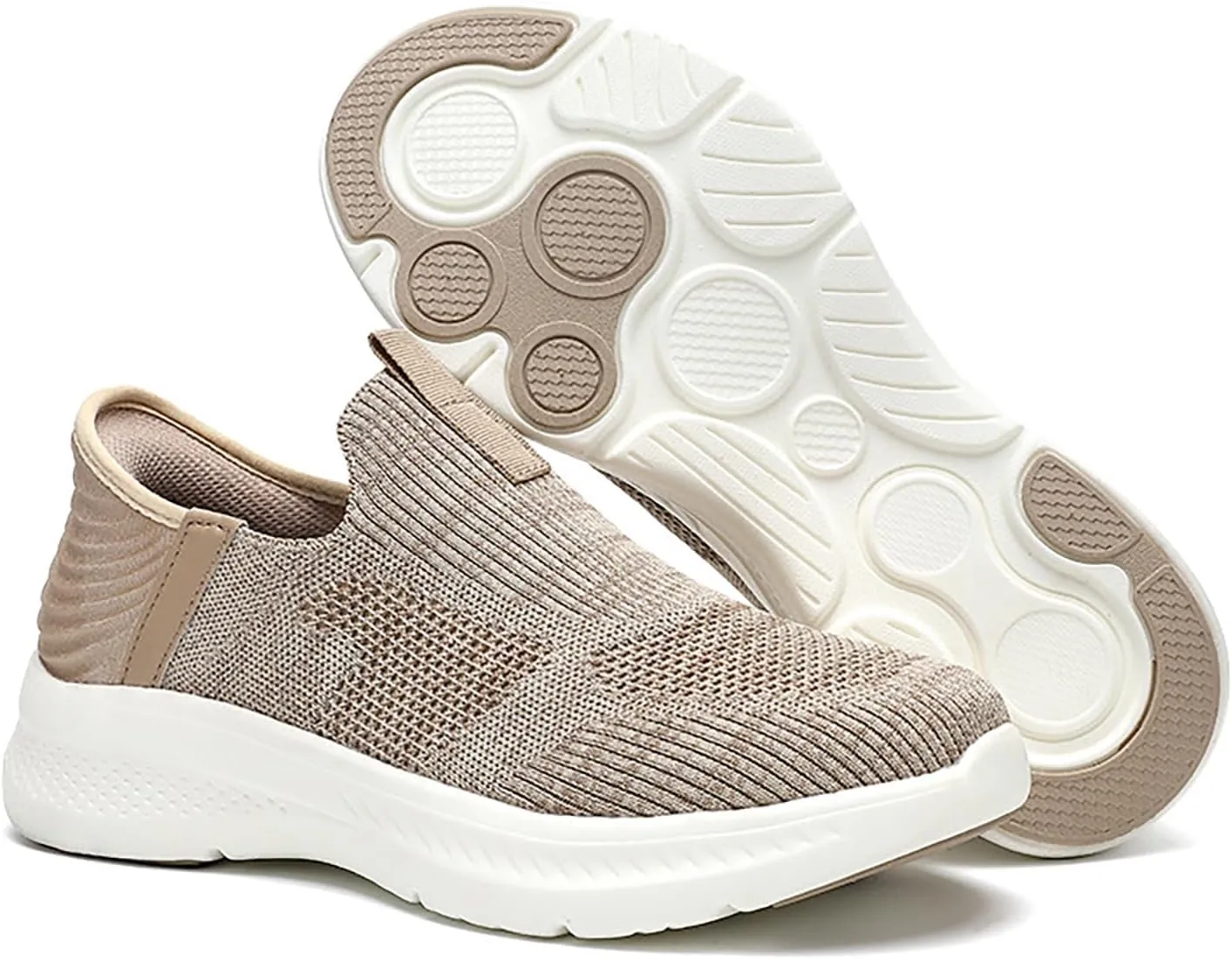 Men's Mesh Slip-On Orthopedic Walking Shoes with Arch Support Lightweight Breathable Softsole Knit Sneakers Leisure Comfort Tennis Workout Non-Slip Walking Shoes