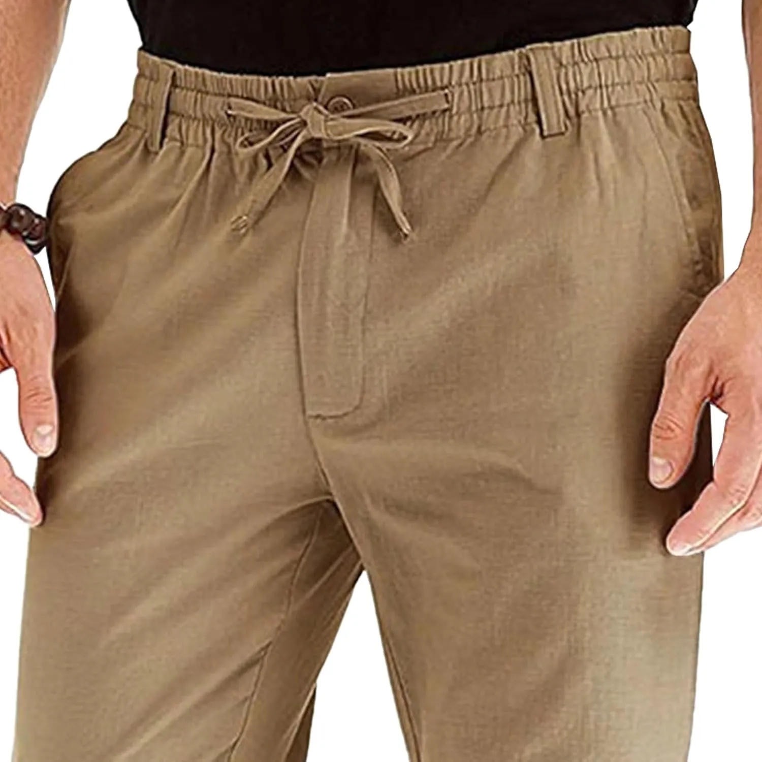 Men's Straight Leg Classic Long Pants Drawstring Elastic Waist Solid Trousers Casual Baggy Solid Sweatpants