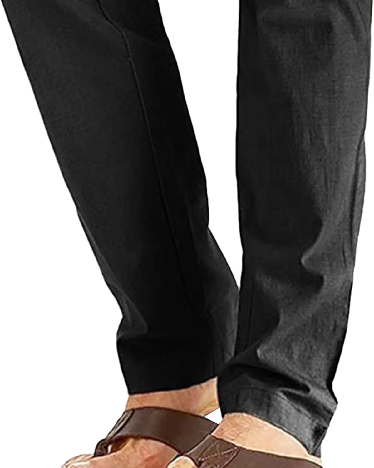 Men's Straight Leg Classic Long Pants Drawstring Elastic Waist Solid Trousers Casual Baggy Solid Sweatpants
