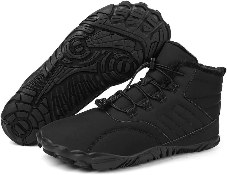 Men's Waterproof Hiking Boots, Black, Lace-up, Rugged Tread