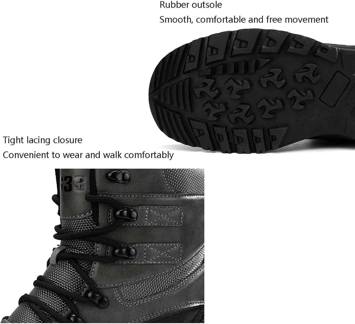 Military Boots for Men, Men's Lightweight Plus Size High Top Lace Up Breathable Tactical Boots, Waterproof Non Slip Fashion Round Toe Hiking Boots, for Tactical, Military