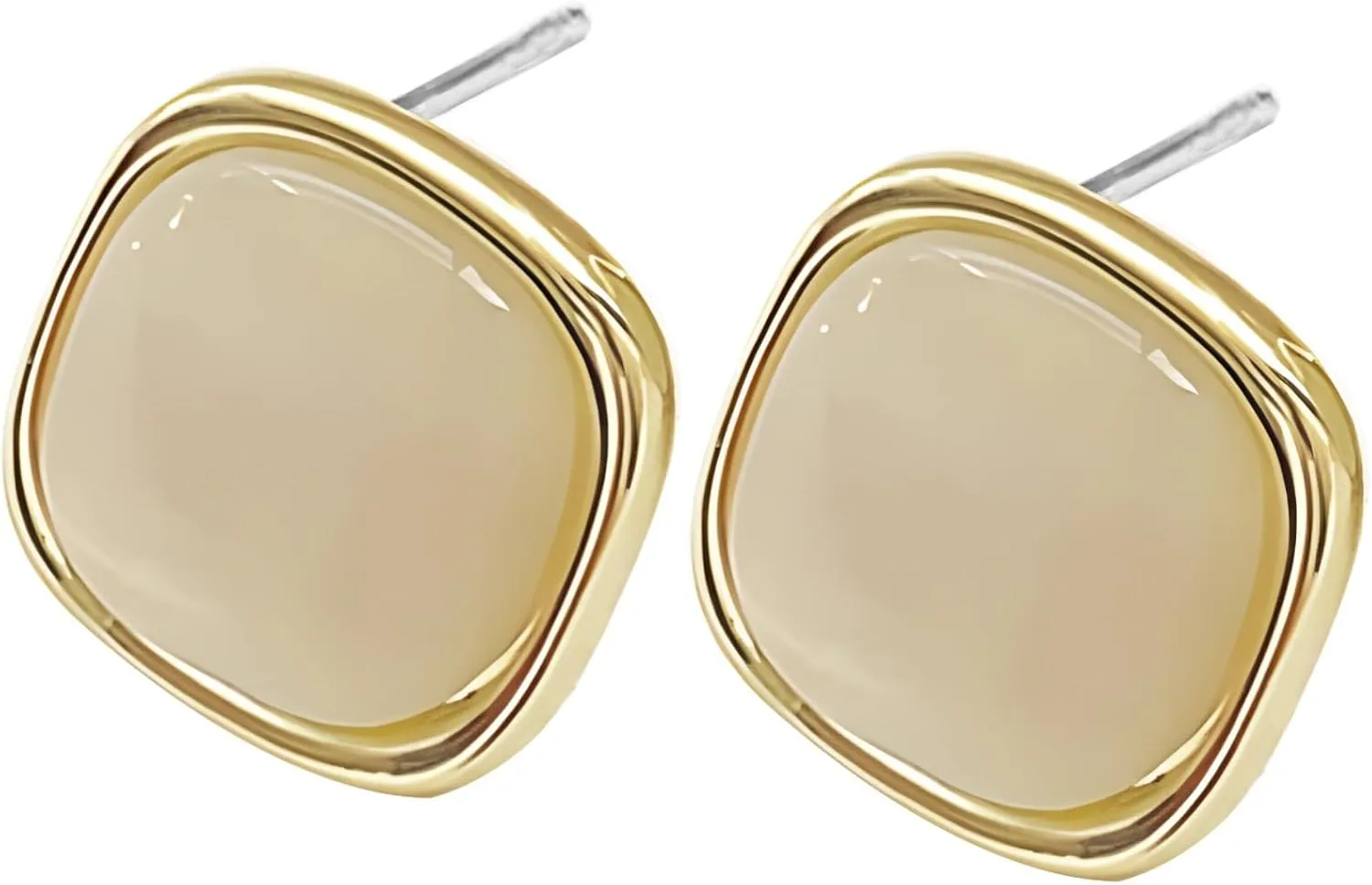 Minimalist Silver Square Stud Earrings For Women, Cushion-Cut Opal Crystal, Hypoallergenic Design For Sensitive Ears