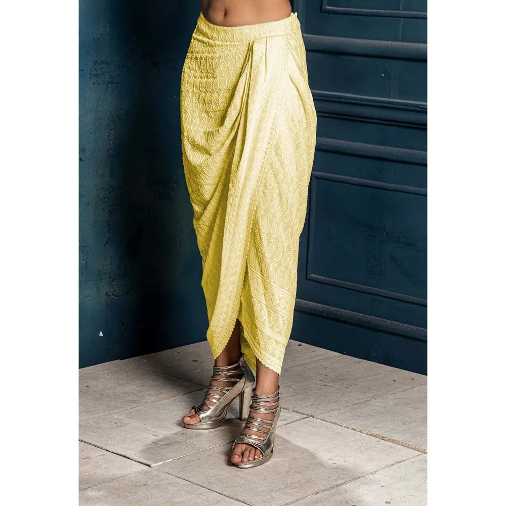 MONK & MEI Mastani-Embroidered Dhoti-Sunshine Yellow
