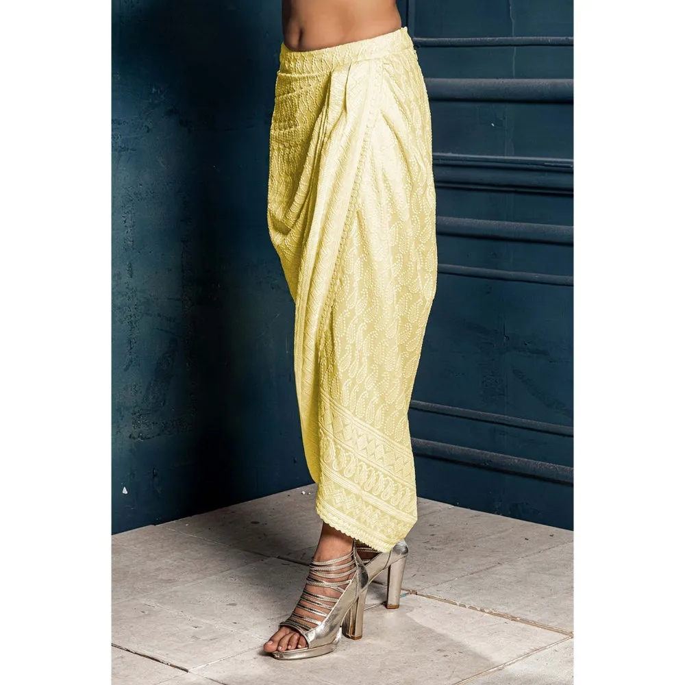 MONK & MEI Mastani-Embroidered Dhoti-Sunshine Yellow
