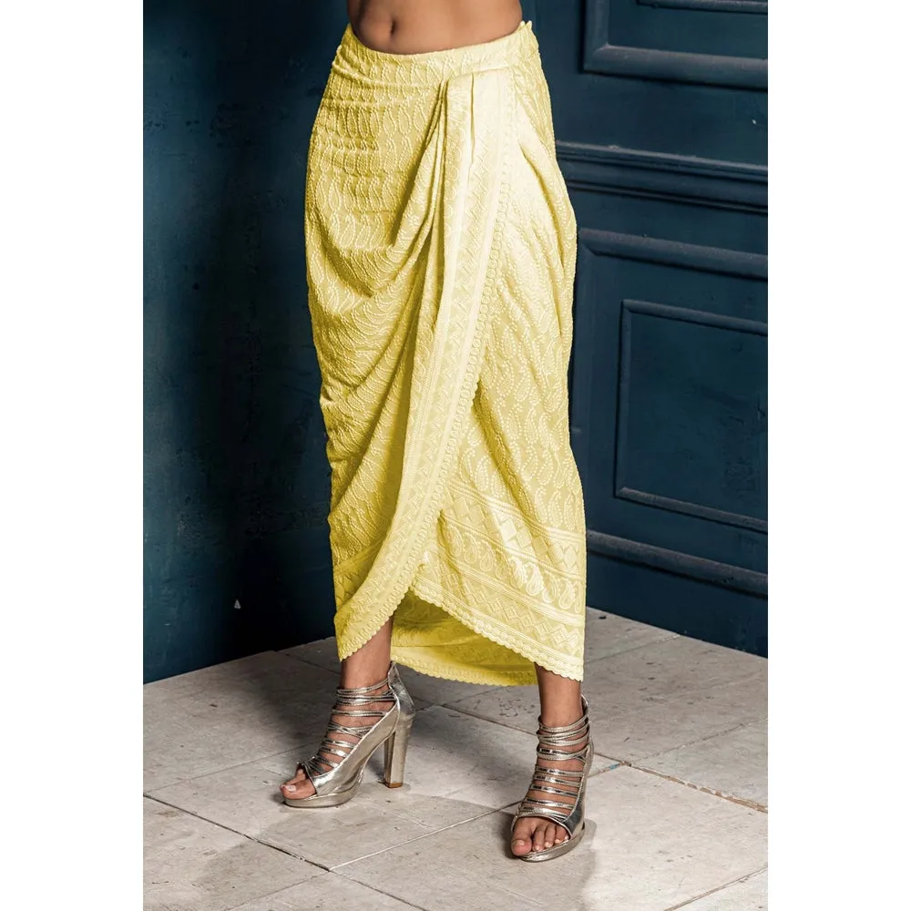 MONK & MEI Mastani-Embroidered Dhoti-Sunshine Yellow