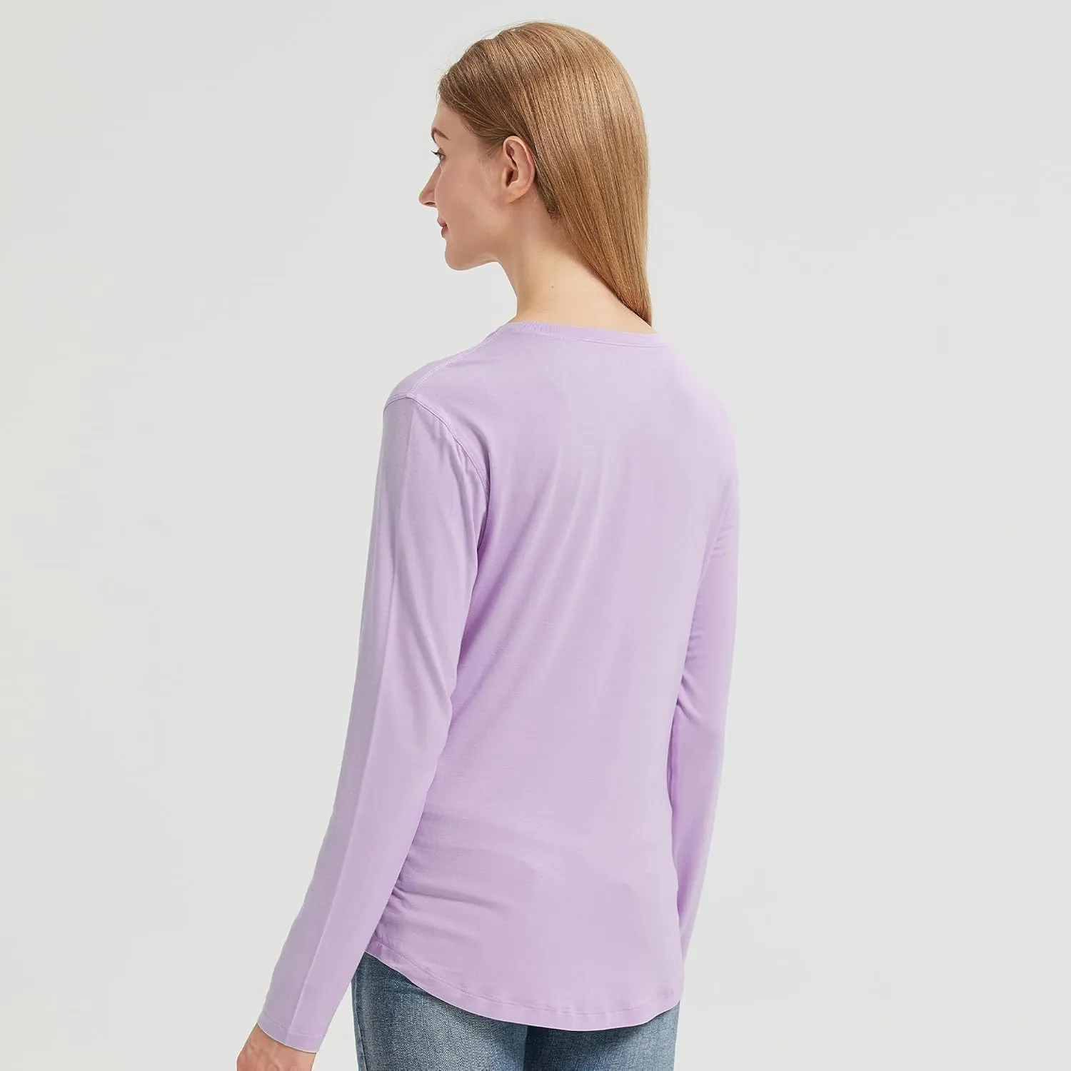 netdraw Women's Lightweight Bamboo Viscose T-Shirt Buttery Soft Curved Hem Long Sleeve Sleep Lounge Pajama Tops