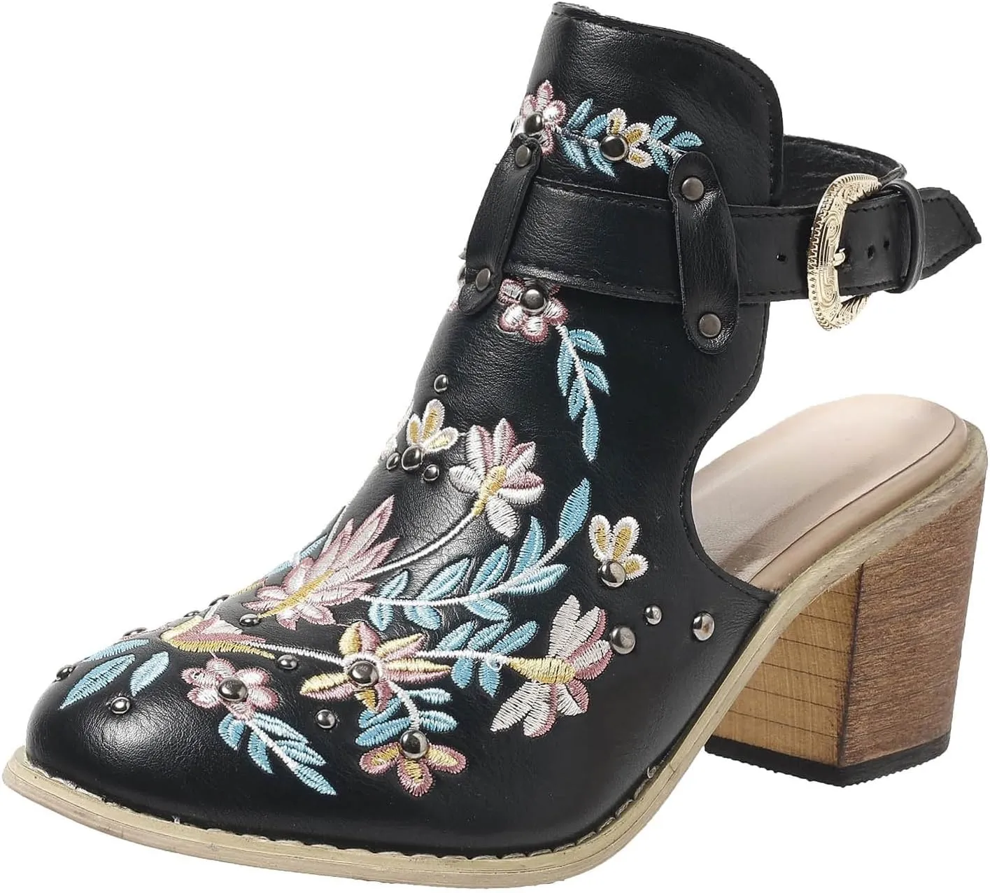 New Europe and The United States Foreign Trade Embroidery Retro High Heeled Shoes Thick with Boots for Women
