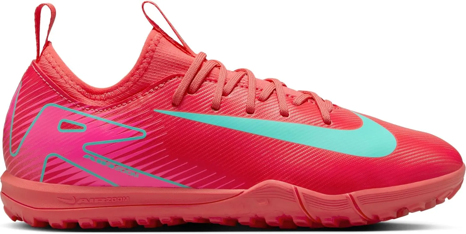 Nike Jr. Mercurial Vapor 16 Academy Little/Big Kids' TF Low-Top Soccer Shoes (FQ8284-800, Ember Glow/Aurora Green)