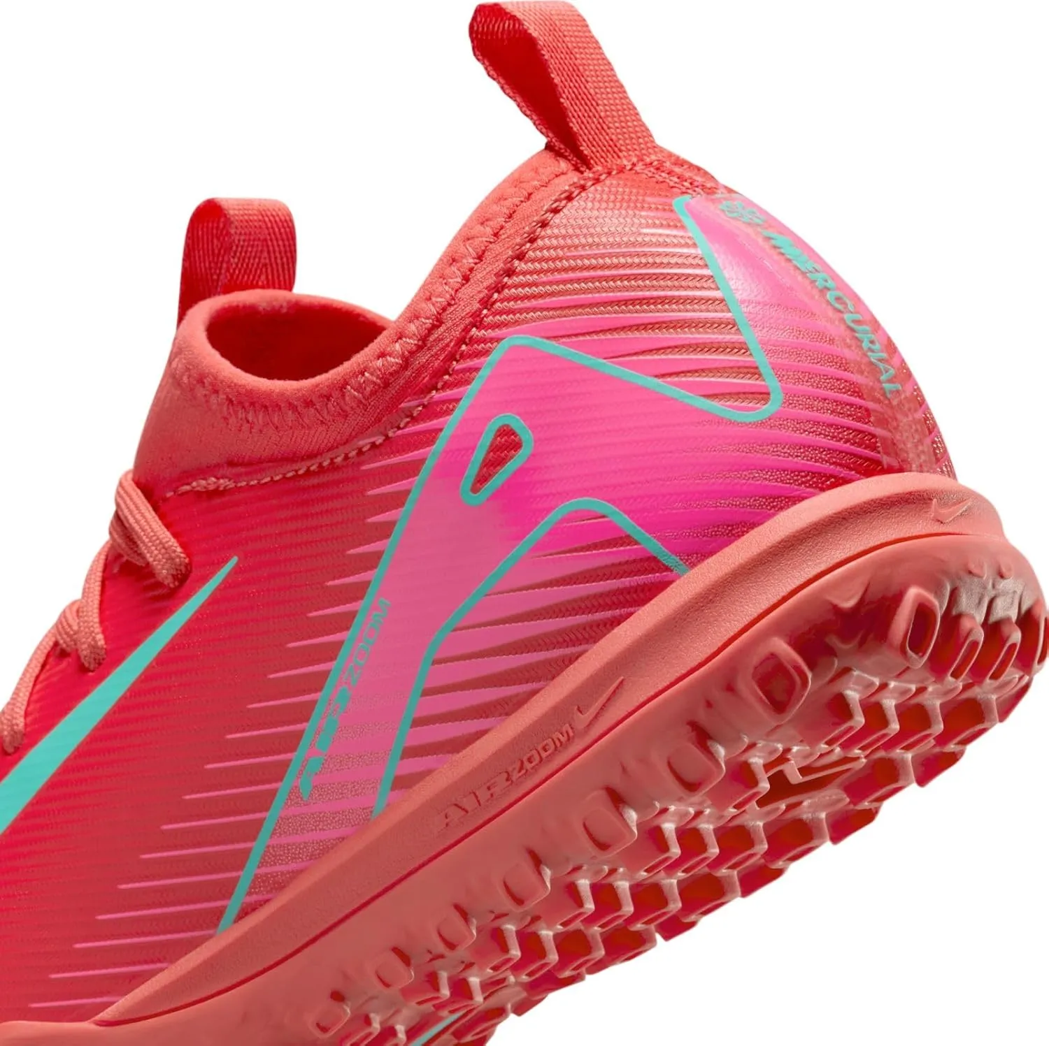 Nike Jr. Mercurial Vapor 16 Academy Little/Big Kids' TF Low-Top Soccer Shoes (FQ8284-800, Ember Glow/Aurora Green)