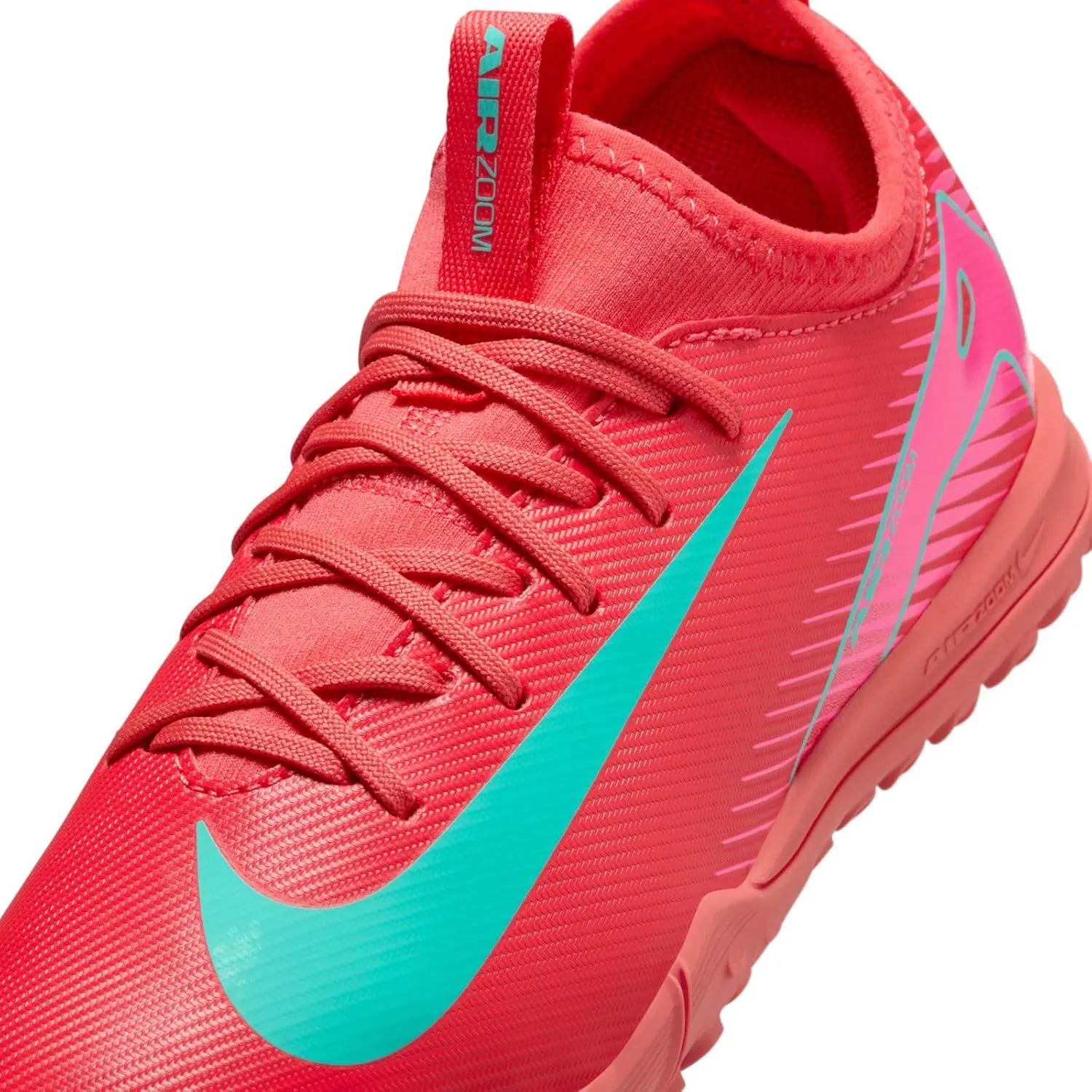 Nike Jr. Mercurial Vapor 16 Academy Little/Big Kids' TF Low-Top Soccer Shoes (FQ8284-800, Ember Glow/Aurora Green)