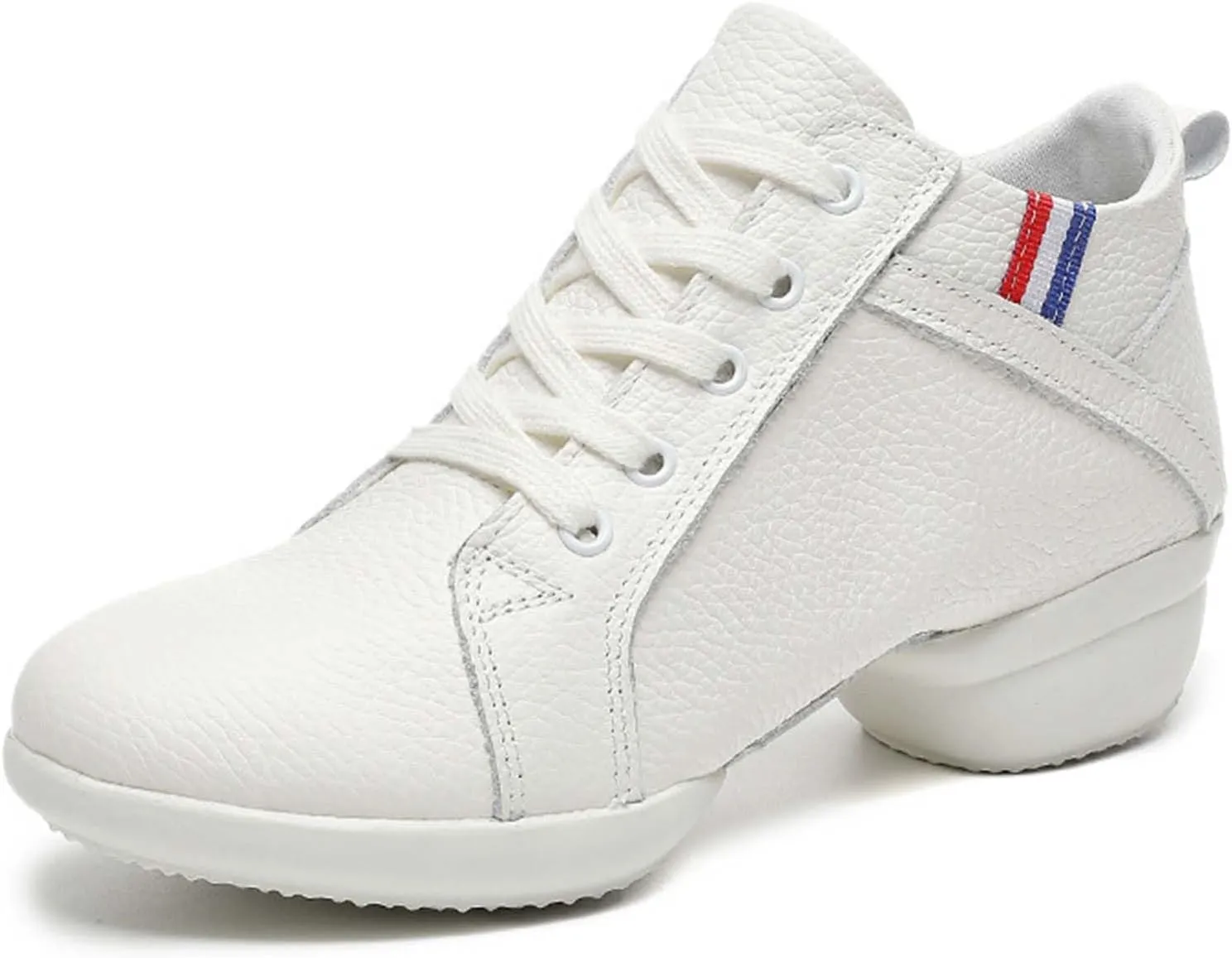 ONAIC Jazz Shoes for Women's Leather Dance Lace-Up Sneakers Cushion Platform Walking Dance Shoes