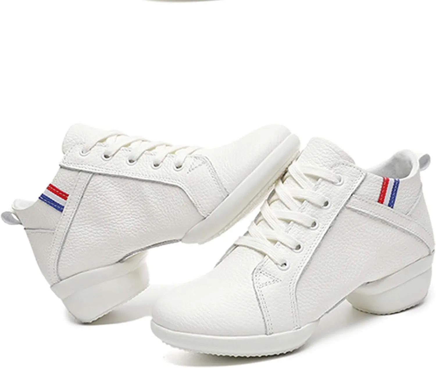ONAIC Jazz Shoes for Women's Leather Dance Lace-Up Sneakers Cushion Platform Walking Dance Shoes