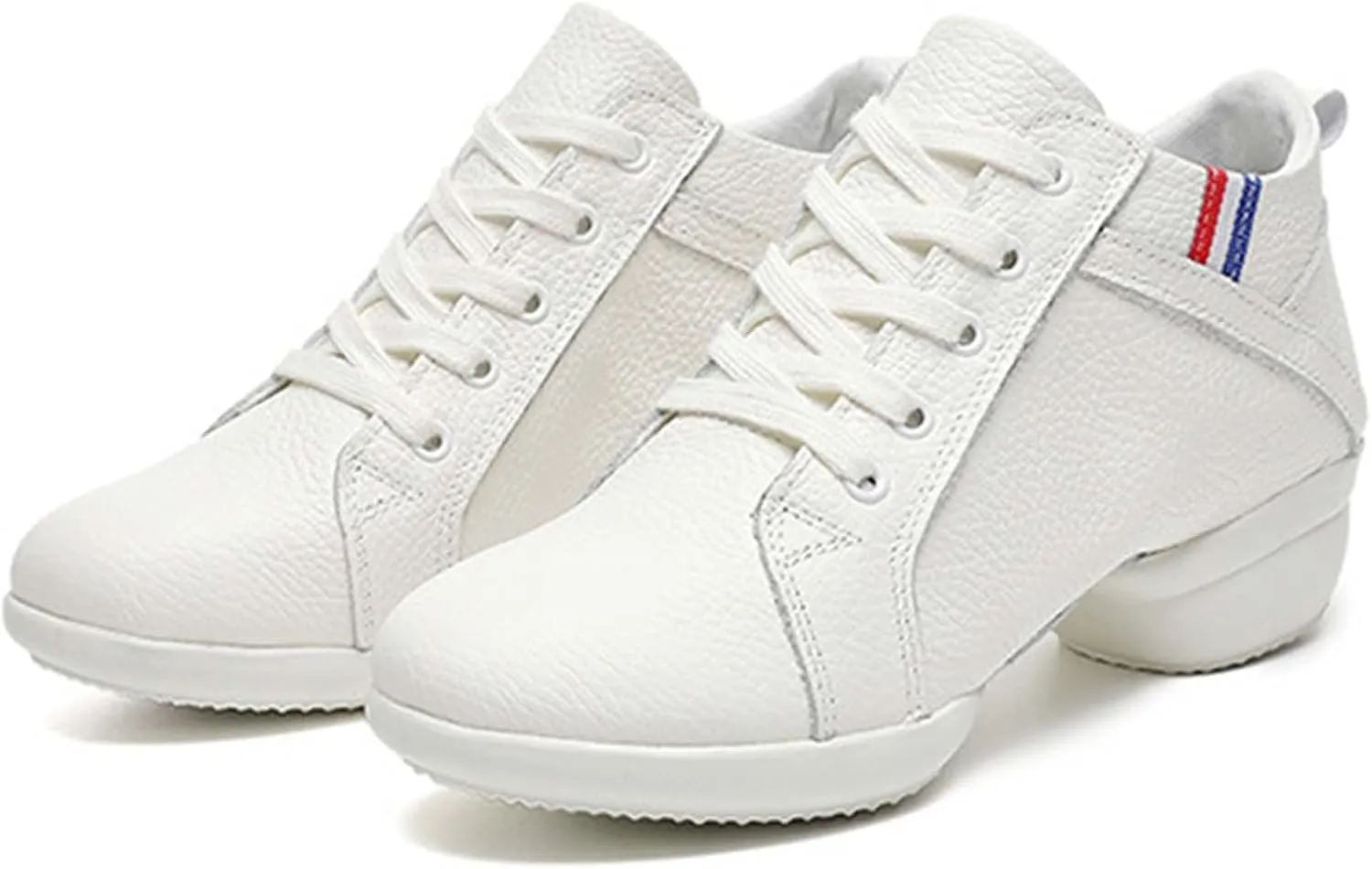 ONAIC Jazz Shoes for Women's Leather Dance Lace-Up Sneakers Cushion Platform Walking Dance Shoes