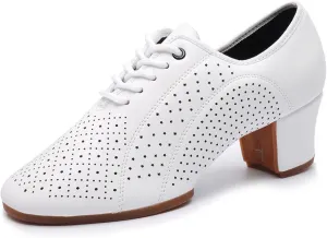 ONAIC Women's Ballroom Latin Salsa Dance Shoes Lace-Up Latin Dancing Shoes with Split Sole