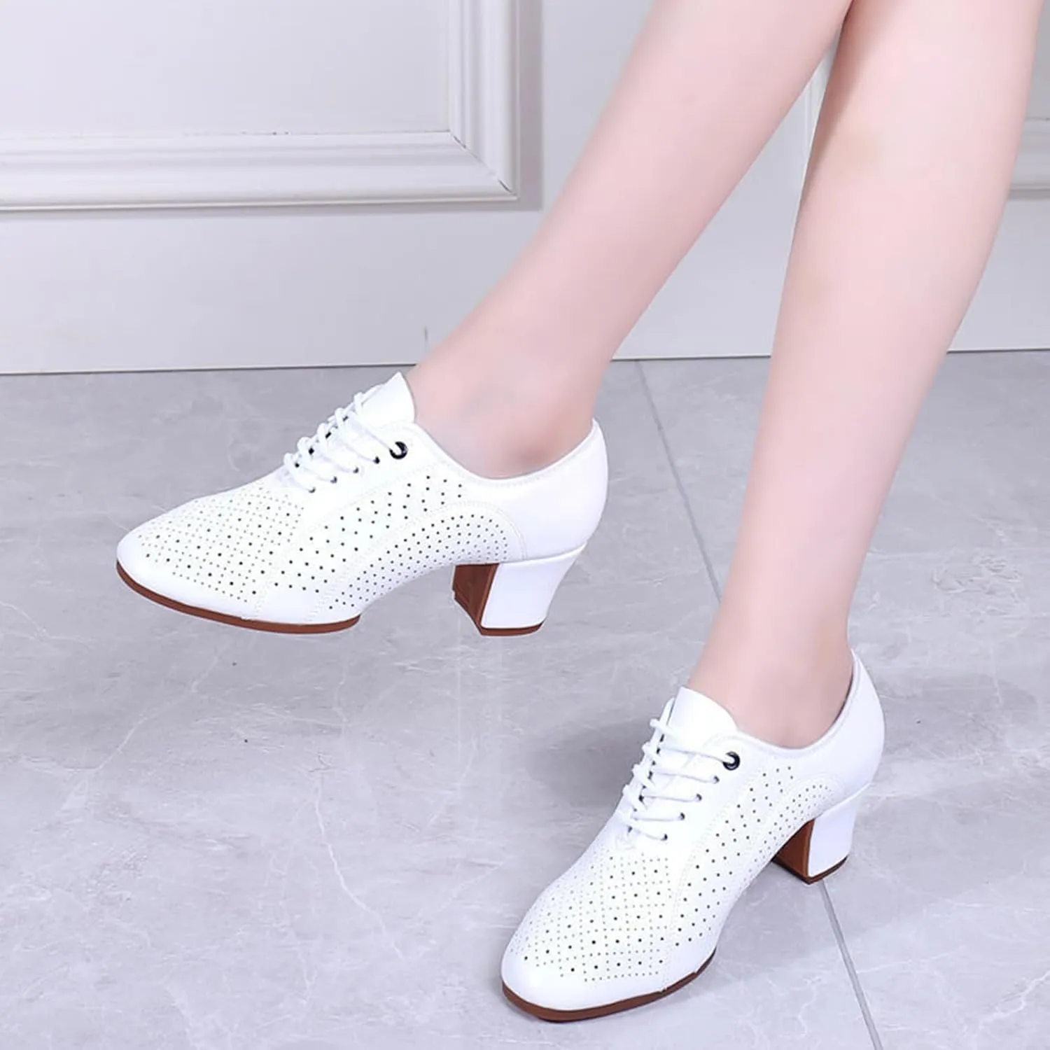 ONAIC Women's Latin Dance Shoes Ballroom Dance Shoes Salsa Tango Scocial Practice Dancer Shoes 5CM Shoes Heel