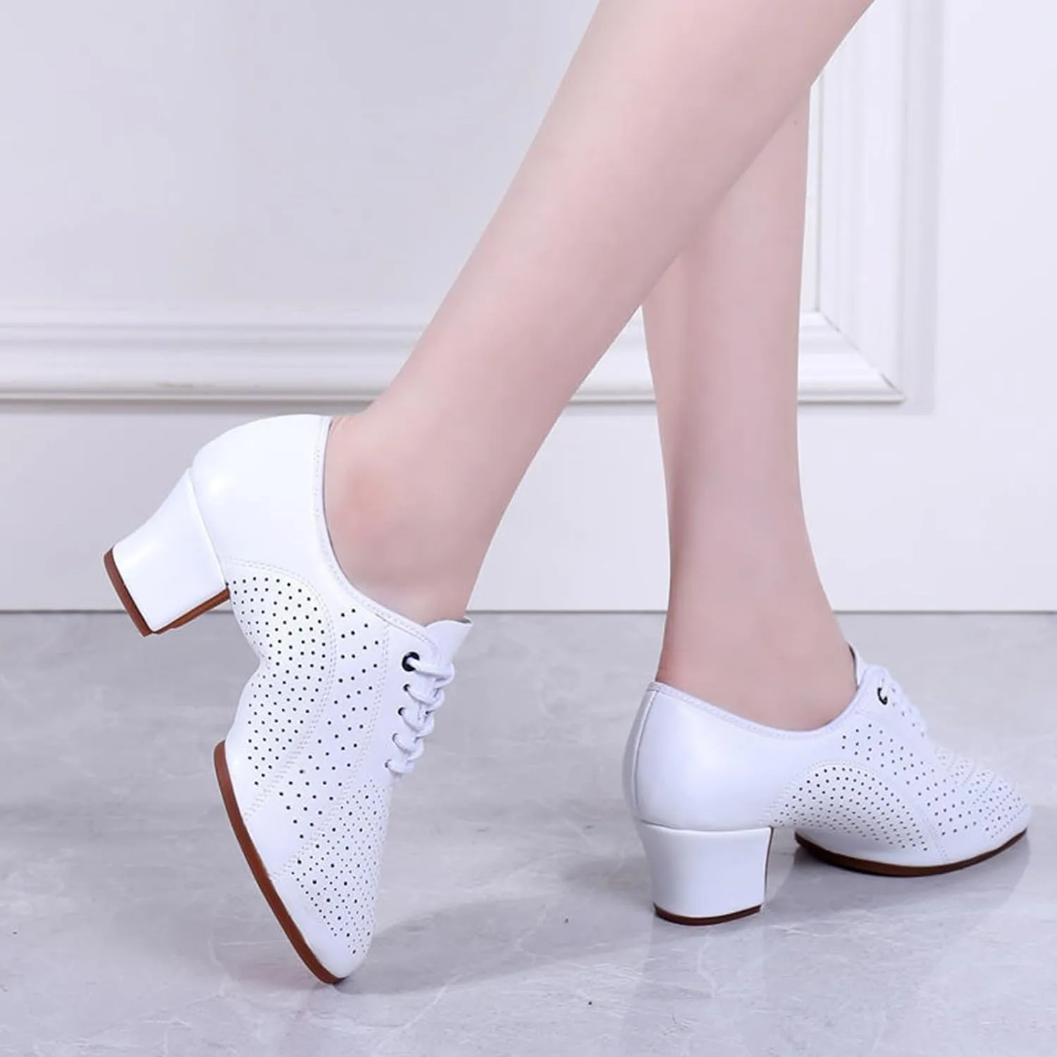 ONAIC Women's Latin Dance Shoes Ballroom Dance Shoes Salsa Tango Scocial Practice Dancer Shoes 5CM Shoes Heel