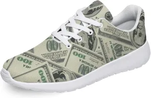 One Hundred Dollar Bill Print Shoes Womens Mens Fashion Sneakers Comfortable Running Tennis Shoes Gifts for Friends