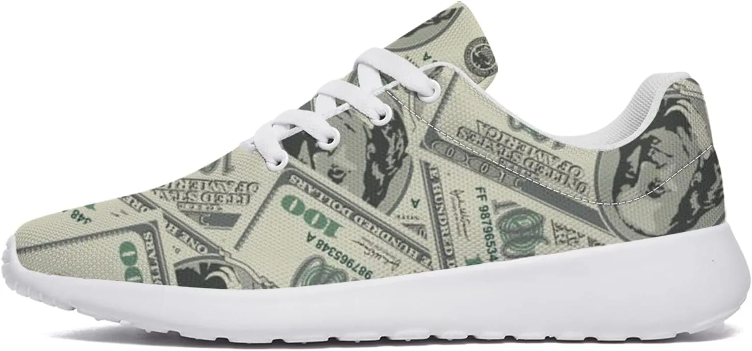 One Hundred Dollar Bill Print Shoes Womens Mens Fashion Sneakers Comfortable Running Tennis Shoes Gifts for Friends