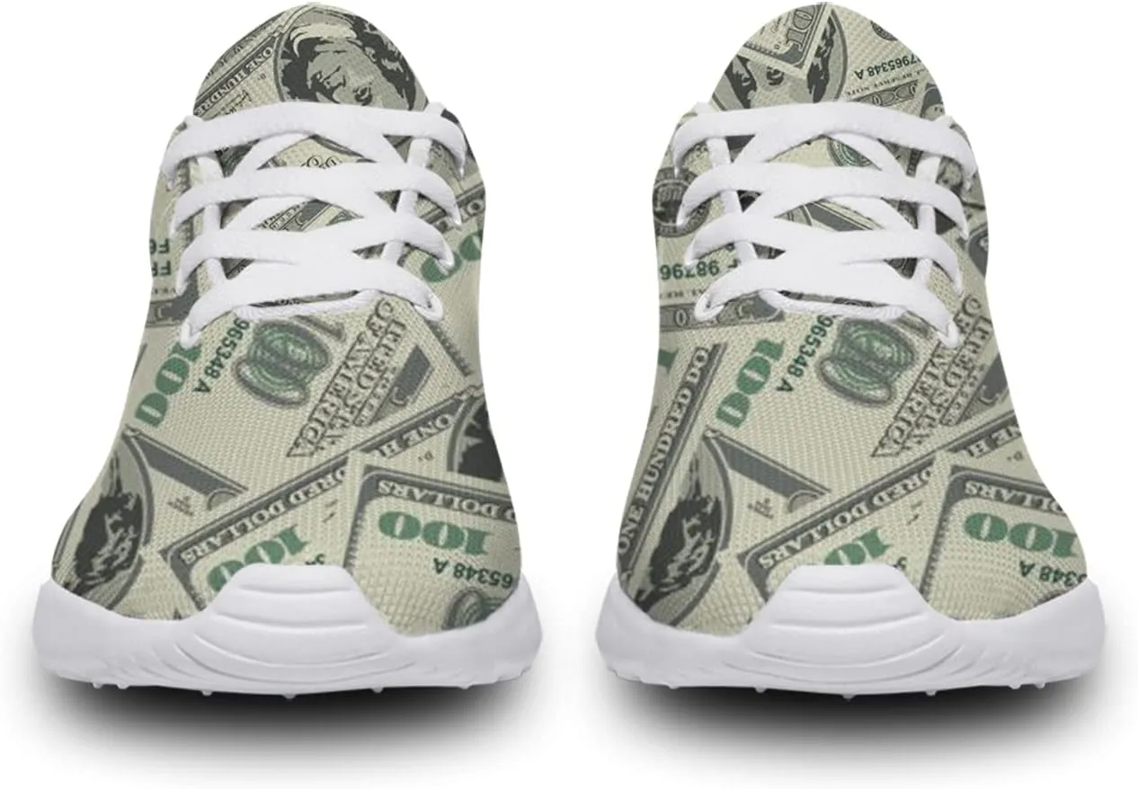One Hundred Dollar Bill Print Shoes Womens Mens Fashion Sneakers Comfortable Running Tennis Shoes Gifts for Friends