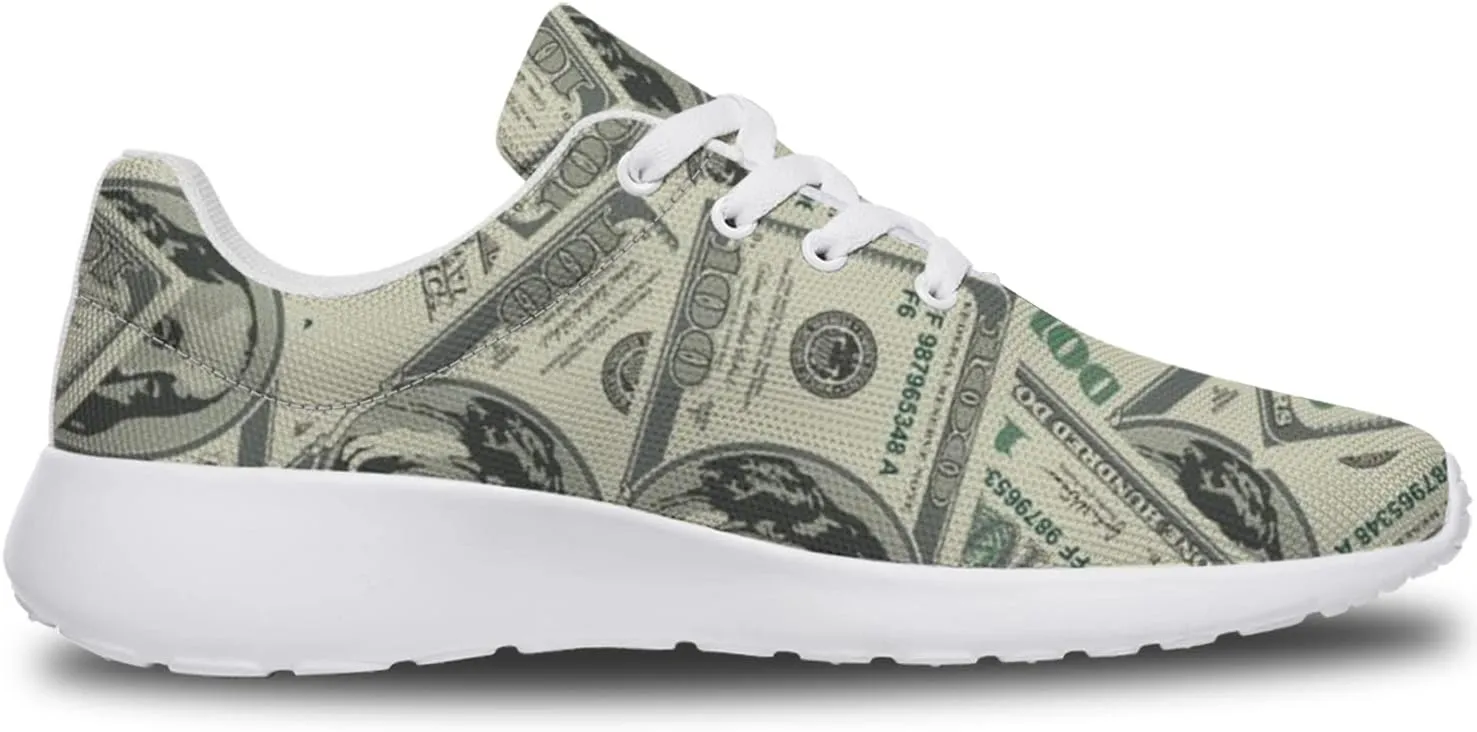 One Hundred Dollar Bill Print Shoes Womens Mens Fashion Sneakers Comfortable Running Tennis Shoes Gifts for Friends