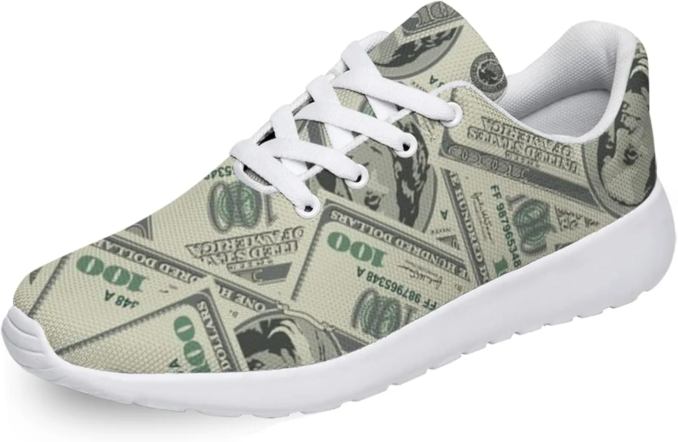 One Hundred Dollar Bill Print Shoes Womens Mens Fashion Sneakers Comfortable Running Tennis Shoes Gifts for Friends
