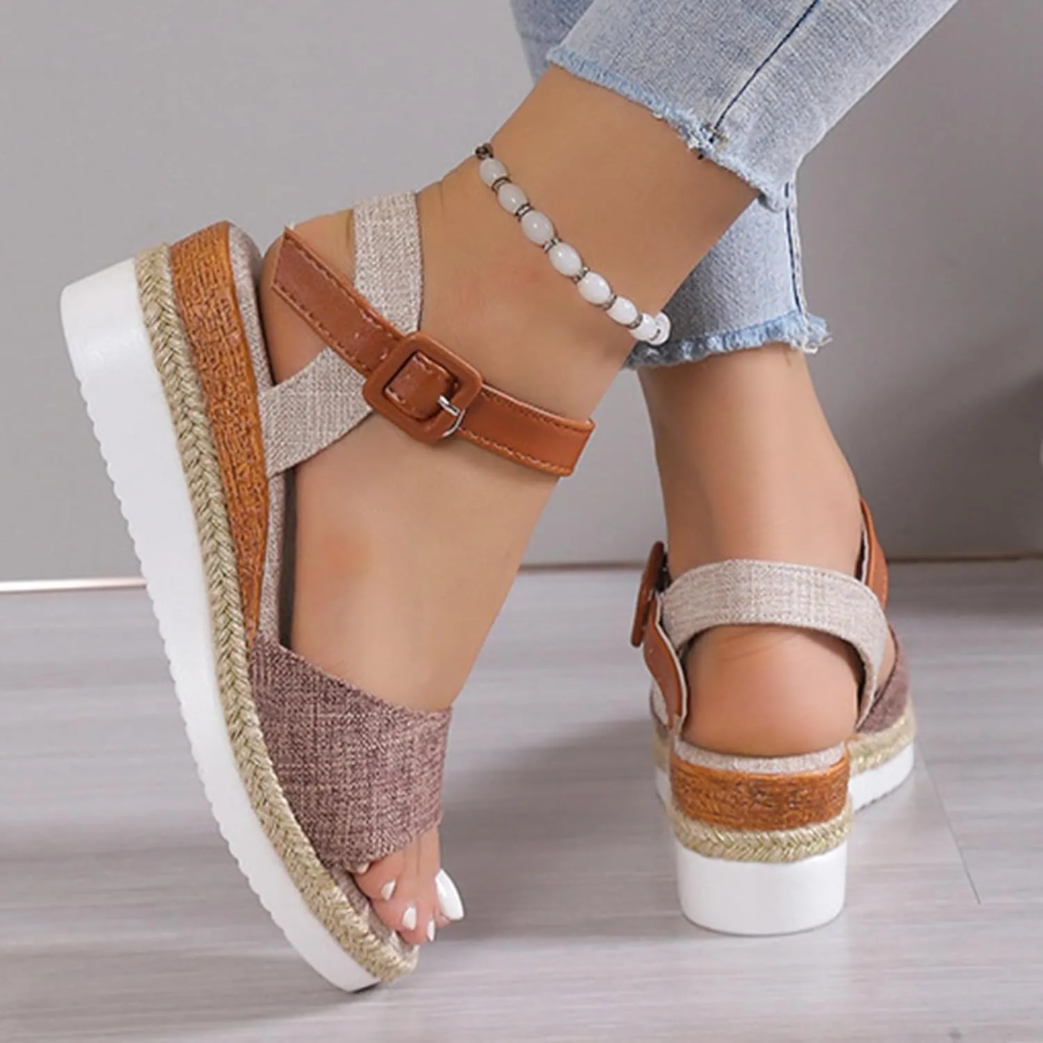 Orthopedic Sandals for Women Platform Wedge Sandals Walking Slippers with Arch Support Sandal Open Toe Ankle Strap Sandal Beach Casual Slip on Shoes Beach Dress Comfortable Outdoor Shoes 2025