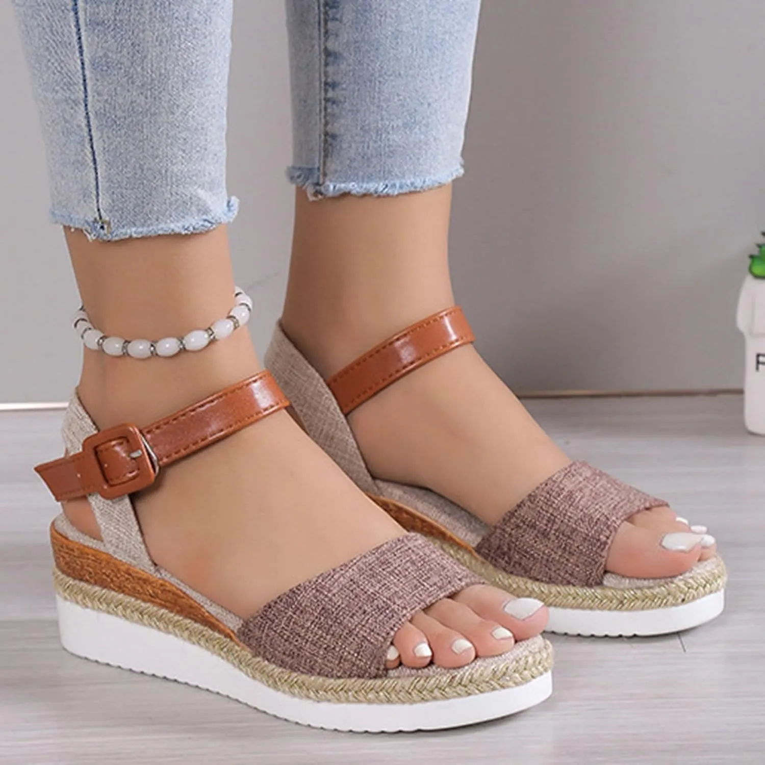 Orthopedic Sandals for Women Platform Wedge Sandals Walking Slippers with Arch Support Sandal Open Toe Ankle Strap Sandal Beach Casual Slip on Shoes Beach Dress Comfortable Outdoor Shoes 2025