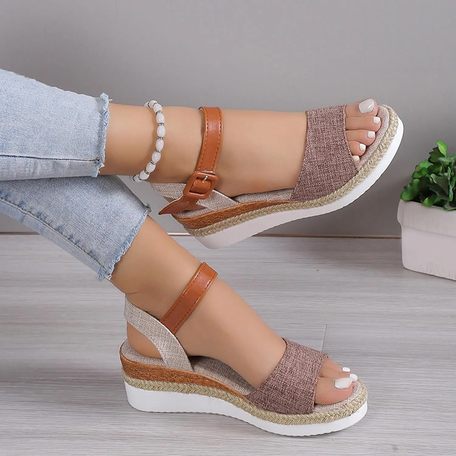 Orthopedic Sandals for Women Platform Wedge Sandals Walking Slippers with Arch Support Sandal Open Toe Ankle Strap Sandal Beach Casual Slip on Shoes Beach Dress Comfortable Outdoor Shoes 2025