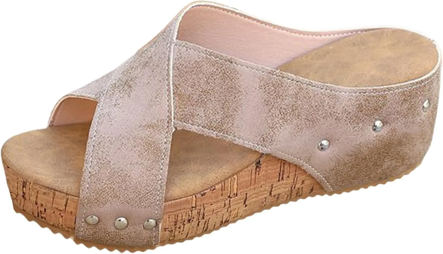 Orthopedic Wedge Sandals for Women Comfortable Open Toe Cork Casual & Dressy Summer Shoes Slip On Slides Slippers Espadrilles Summer Beach Ladies Wedges