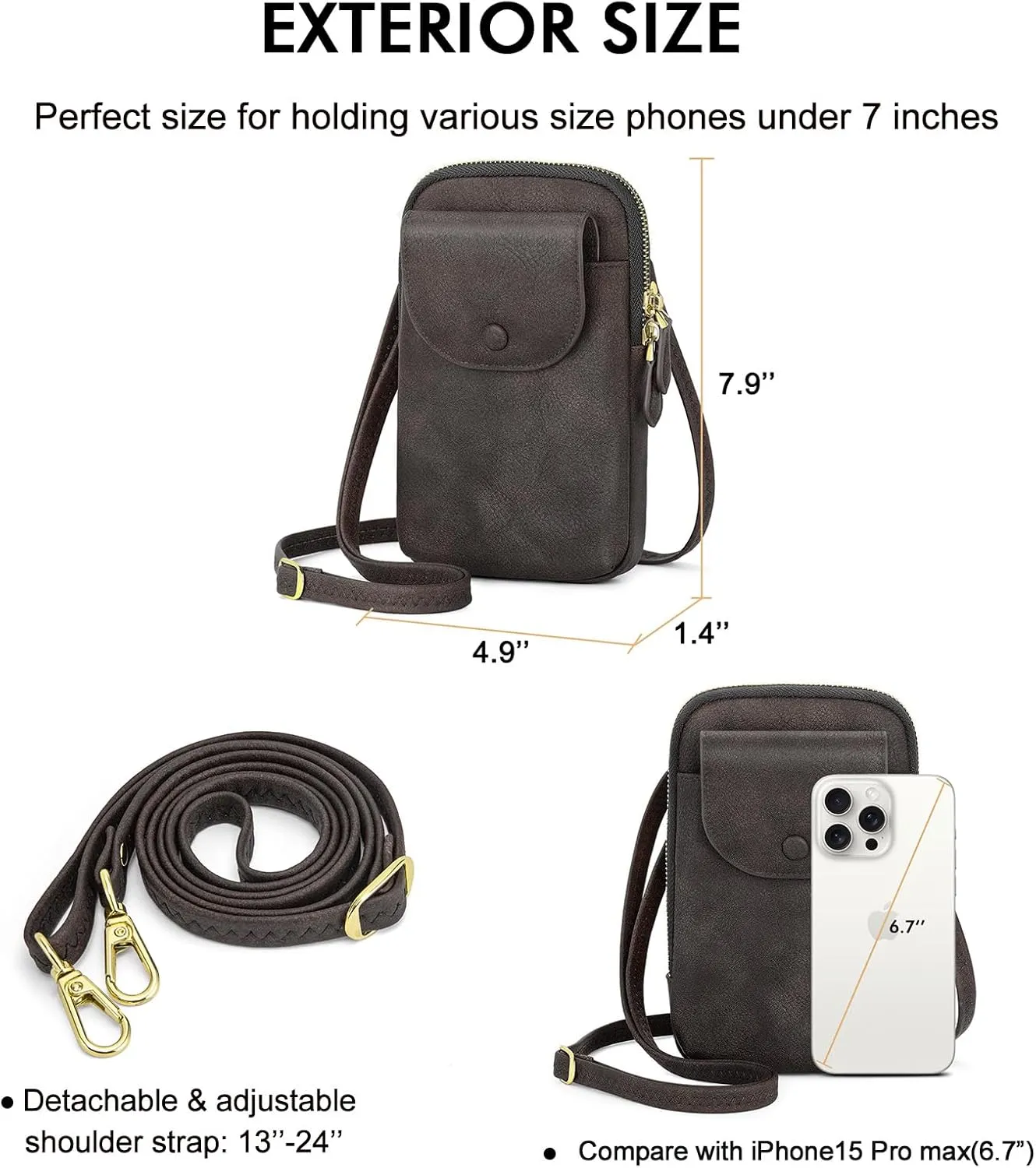 Peacocktion Small Crossbody Bags for Women, Cell Phone Bag Wallet Purses with Card Slots Adjustable Strap Zipper