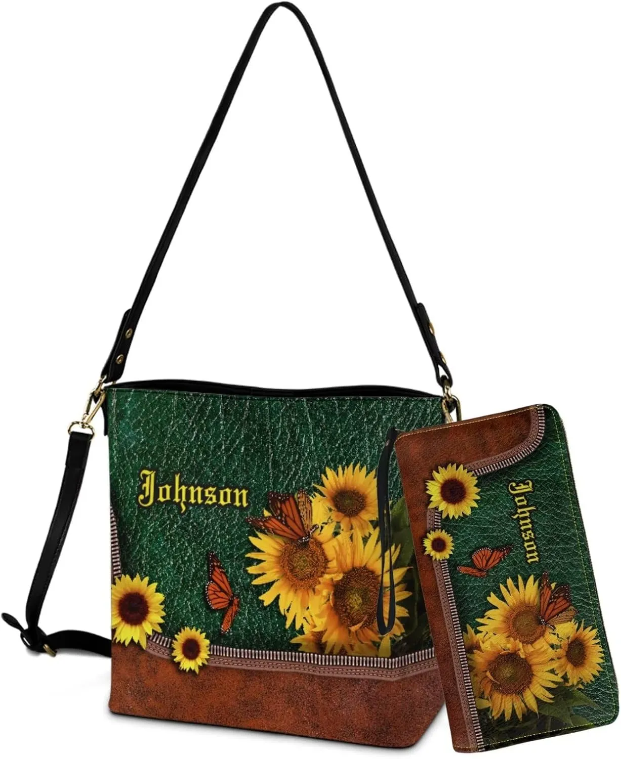 Personalized Crossbody Bag Set for Women, Customized Tote Bags for Women with Name with PU Custom Name Wallet