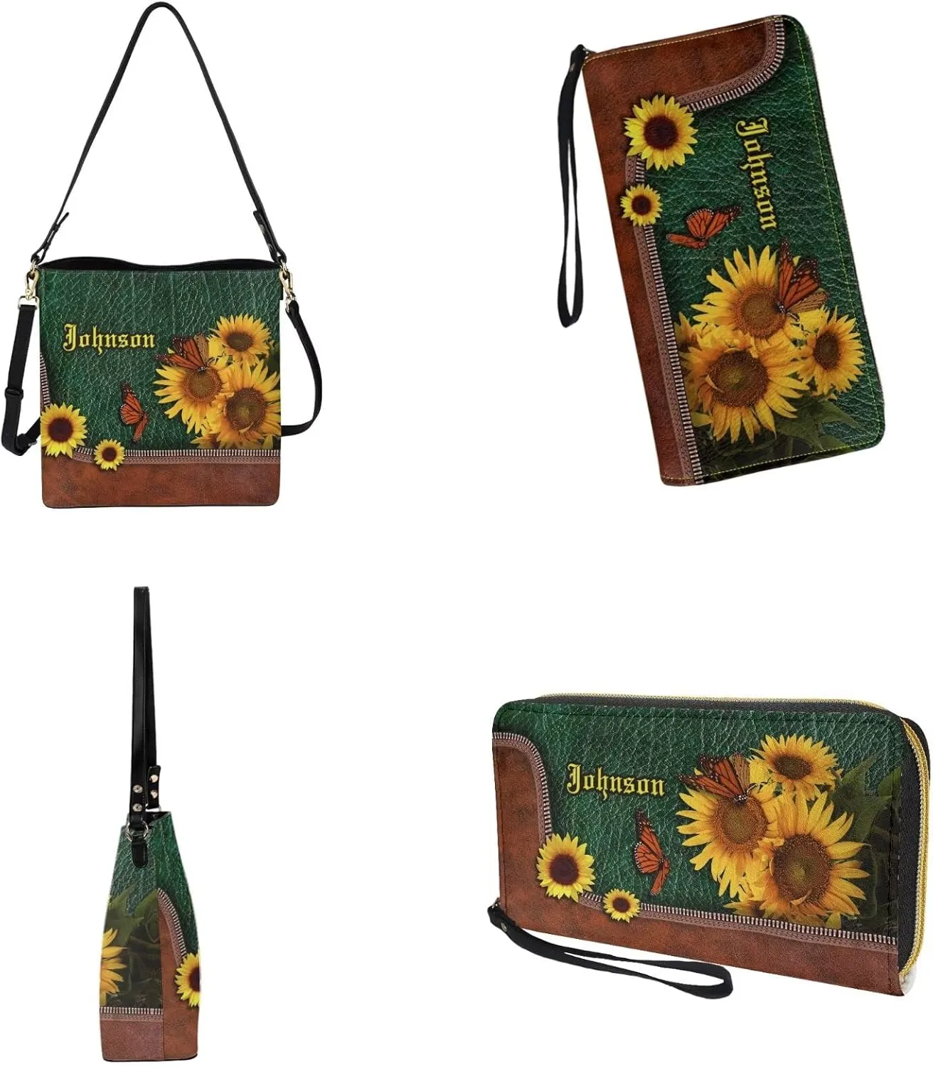 Personalized Crossbody Bag Set for Women, Customized Tote Bags for Women with Name with PU Custom Name Wallet