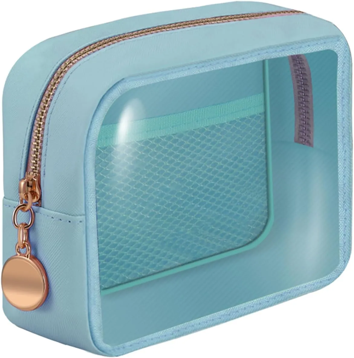 Personalized Initial Clear Bags Set, Clear Cosmetic Bags,Make Up Pouches, Clear Pouch for Organization, Clear Toiletry Travel Bag,Gifts for Women (C, Blue (1 Mini))