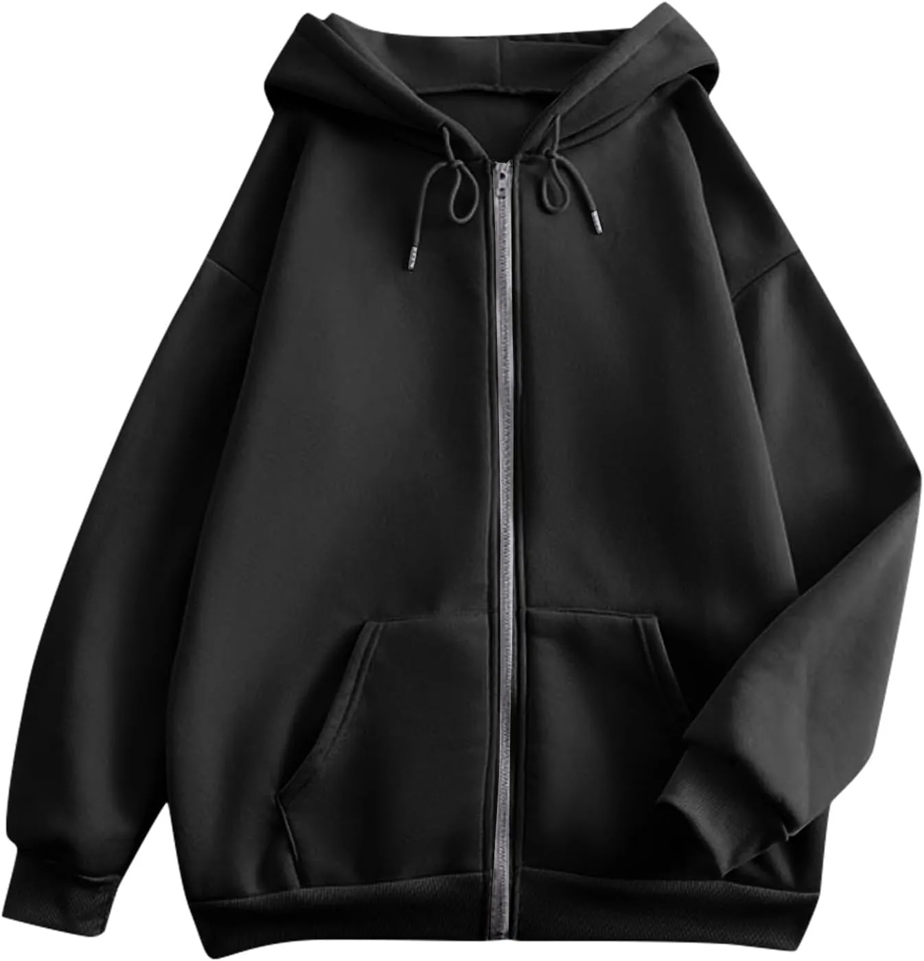 Plus Size Hoodies for Women Y2k Comfy Full Zip Fleece Hoodie Drop Shoulder Oversized Zip Up Cardigan Sweatshirts