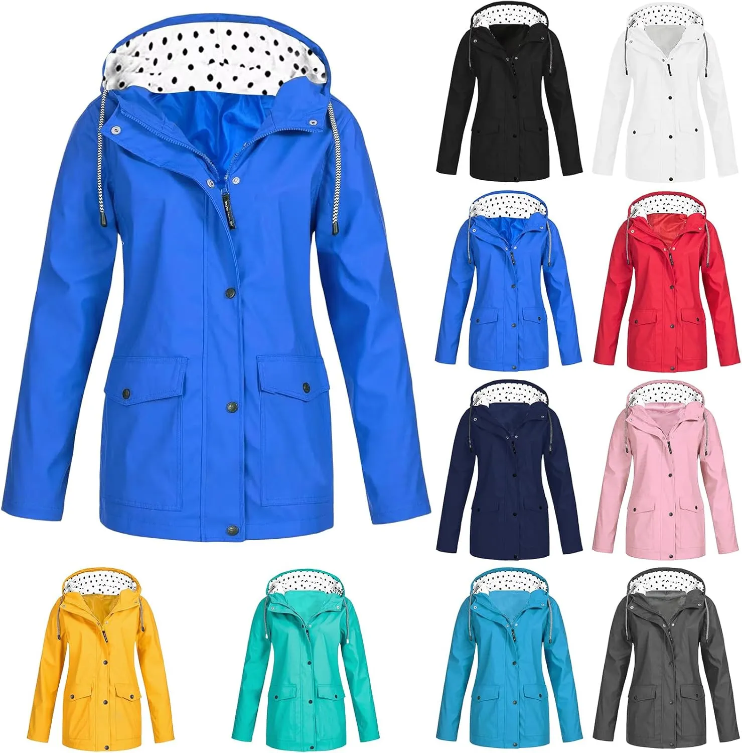 Rain Jacket Women Waterproof Active Outdoor Raincoat Zip Up Fall Winter Windbreaker with Hood