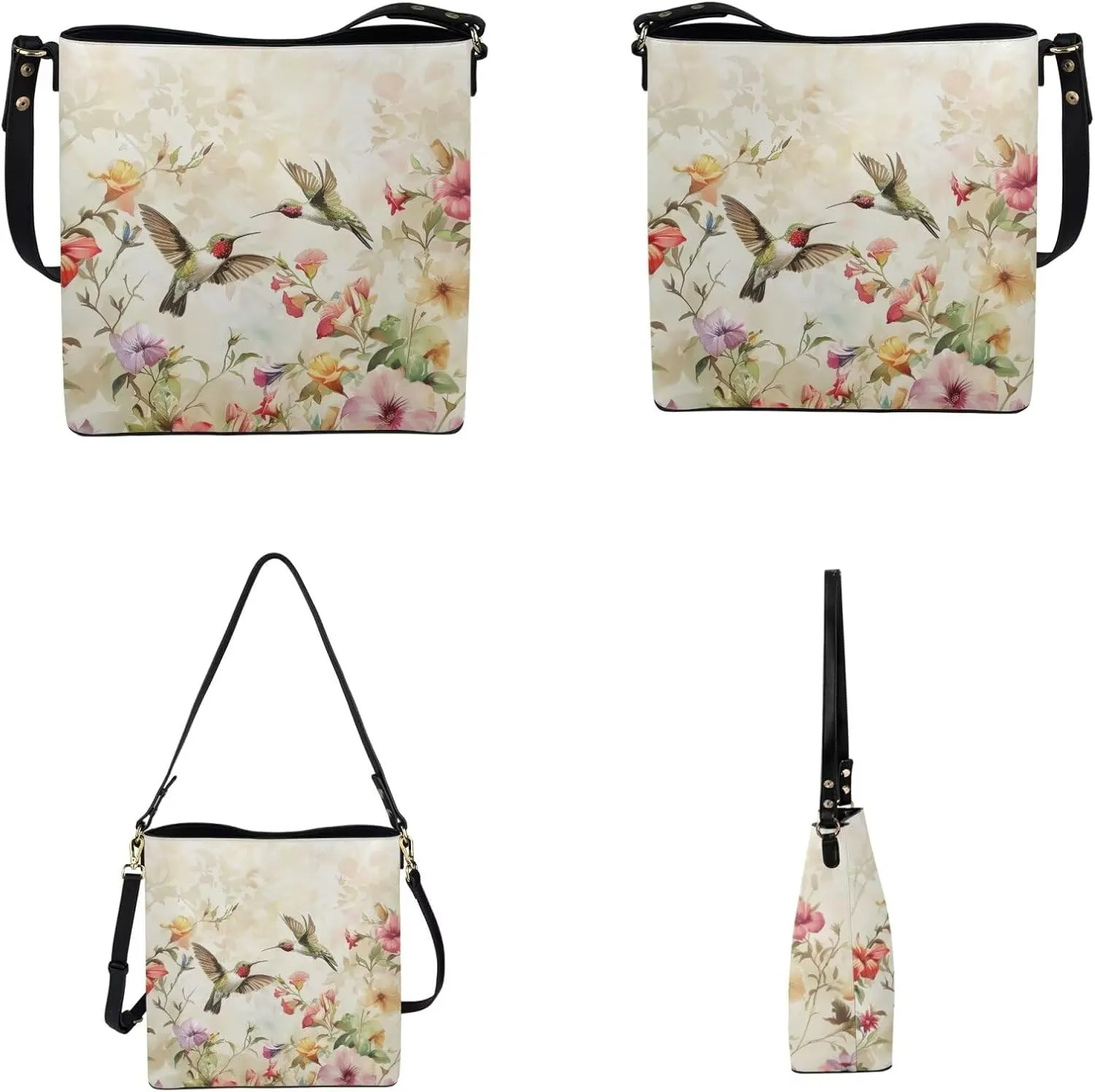 Rnyleeg Leather Crossbody Bags for Women Hobo Tote Bag Waterproof Shoulder Bag with Matching Purse Long Wallet Set 2-piece