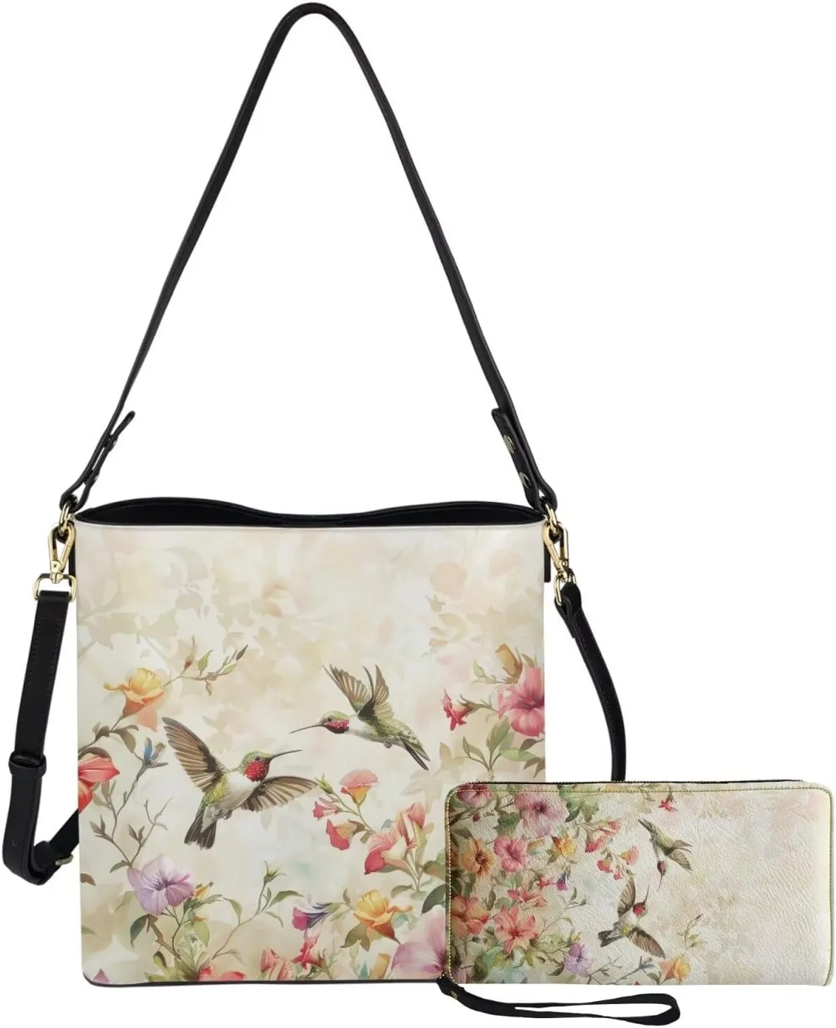 Rnyleeg Leather Crossbody Bags for Women Hobo Tote Bag Waterproof Shoulder Bag with Matching Purse Long Wallet Set 2-piece