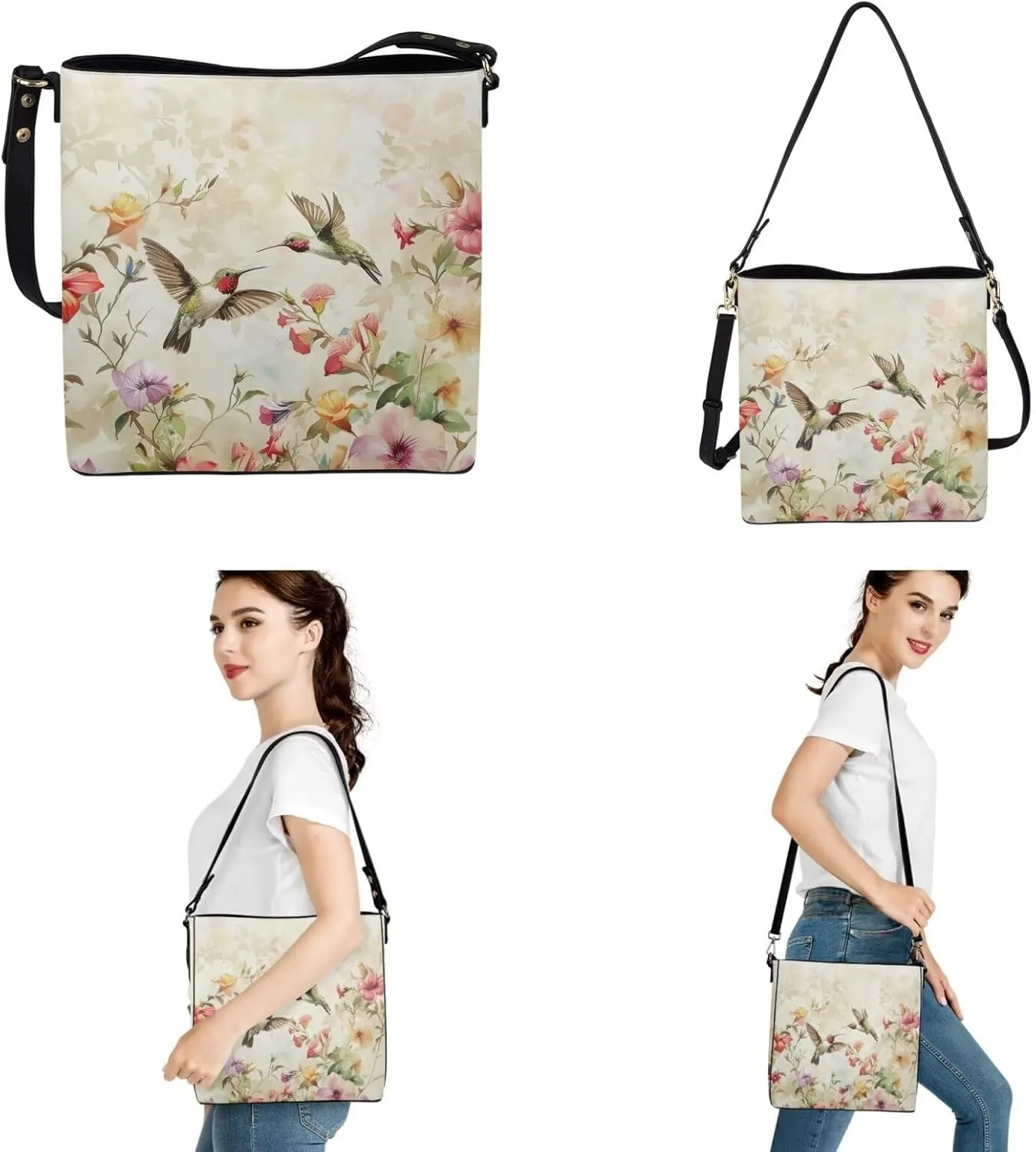 Rnyleeg Leather Crossbody Bags for Women Hobo Tote Bag Waterproof Shoulder Bag with Matching Purse Long Wallet Set 2-piece