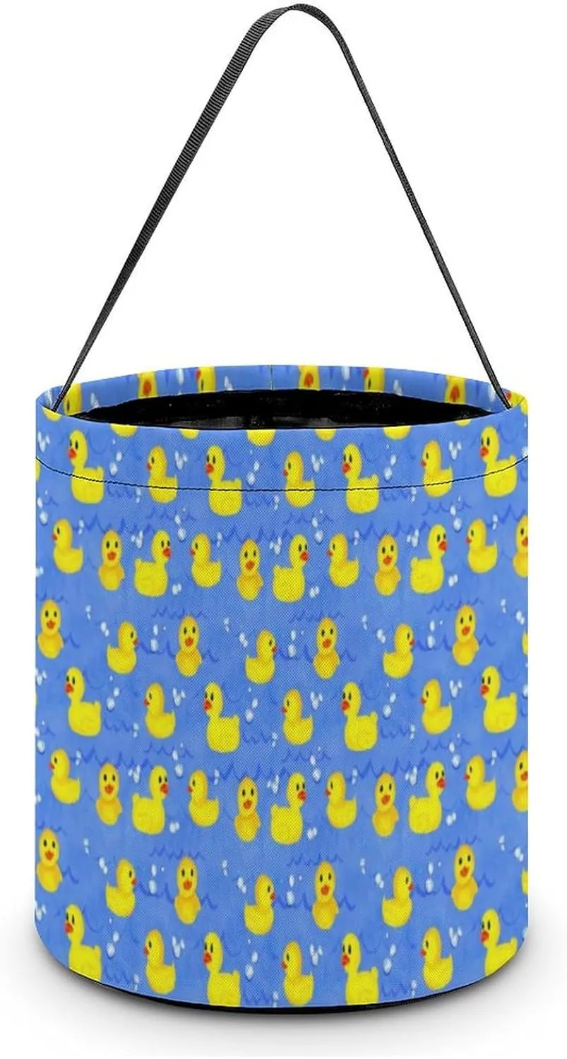Rubber Yellow Ducks Funny Easter Egg Bags Trick-o-r-Treat Tote Bag Reusable Bucket Storage Basket Handbag Party Novelty