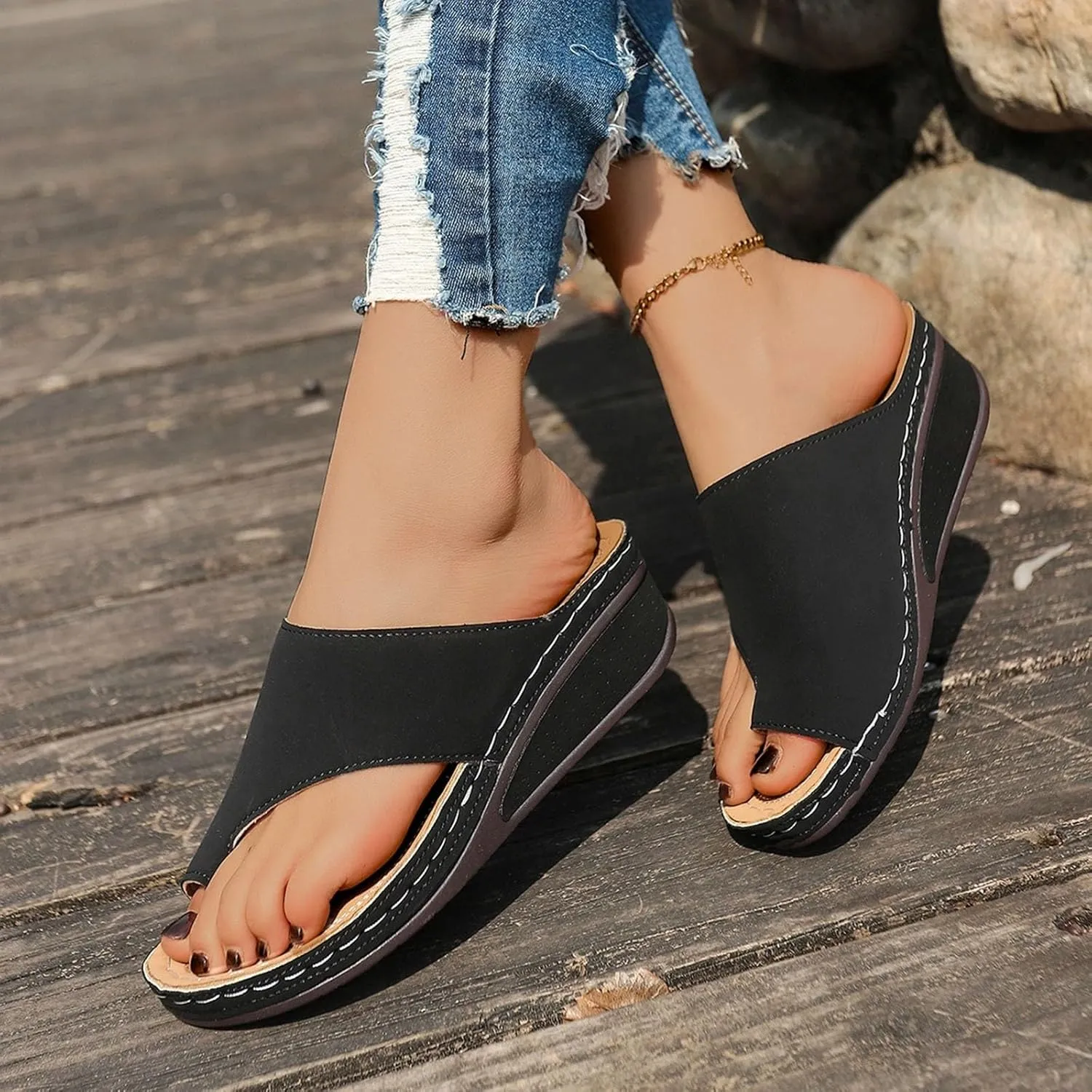 Sandalias para Mujer Elegantes, Womens Flat Flip Flops Vintage Leopard Snakeskin Sandal for Beach Holiday Travel Shoes