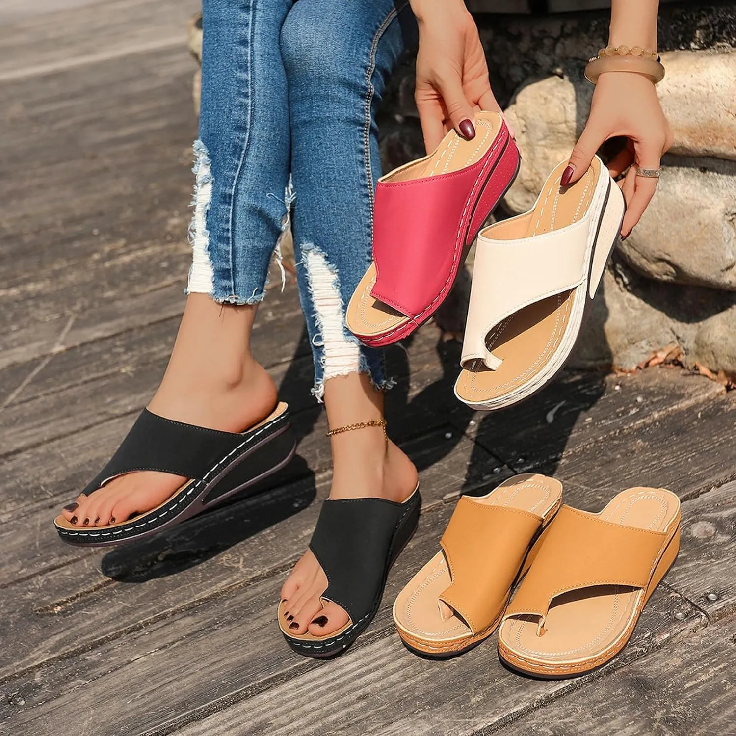 Sandalias para Mujer Elegantes, Womens Flat Flip Flops Vintage Leopard Snakeskin Sandal for Beach Holiday Travel Shoes
