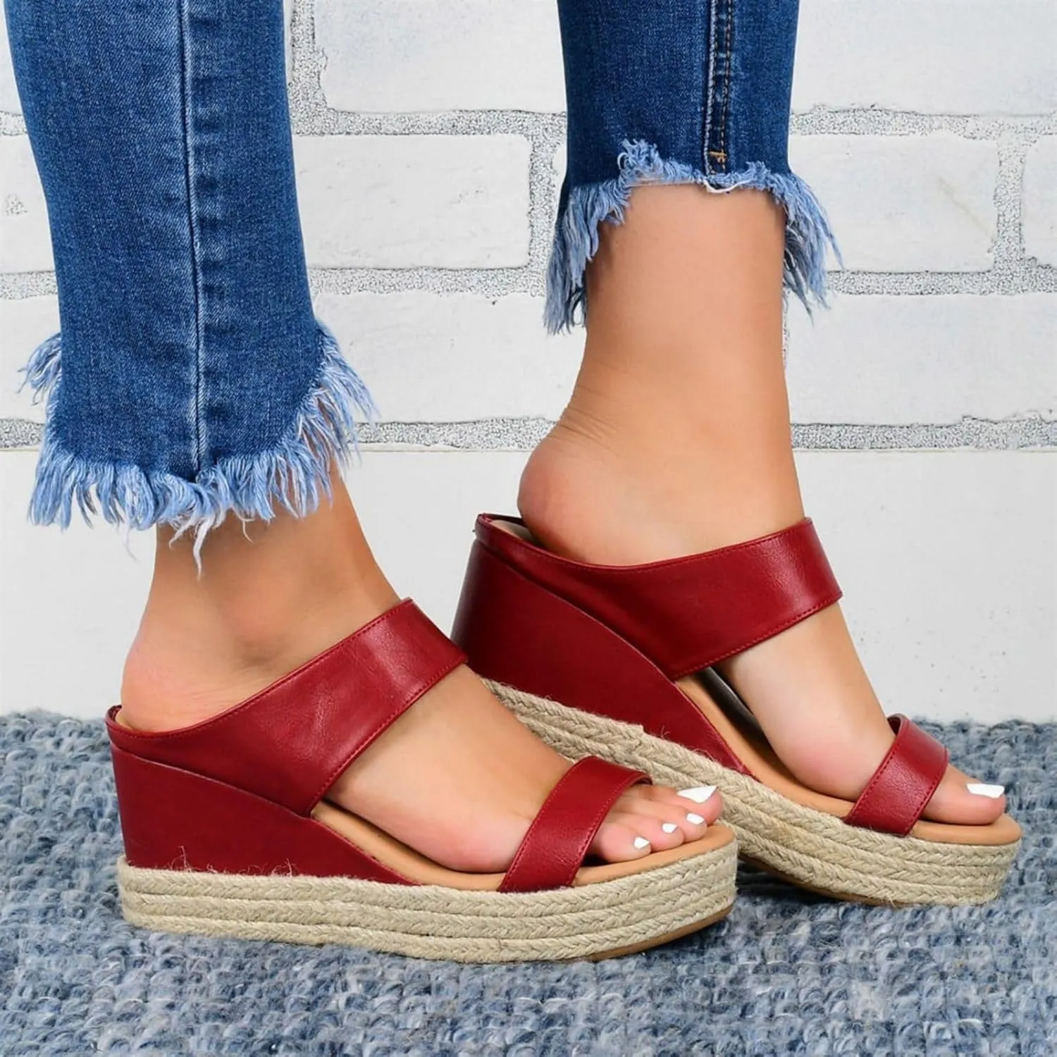 Sandals for Women 2025 Platform Wedge Low Heel Shoes Casual Comfortable Fashion Open Toe Espadrilles Sandals Ankle Chelsea Dress Shoes