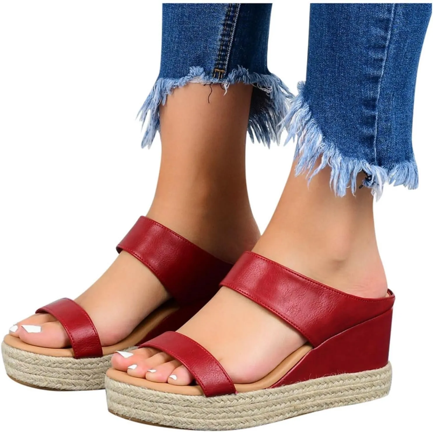 Sandals for Women 2025 Platform Wedge Low Heel Shoes Casual Comfortable Fashion Open Toe Espadrilles Sandals Ankle Chelsea Dress Shoes