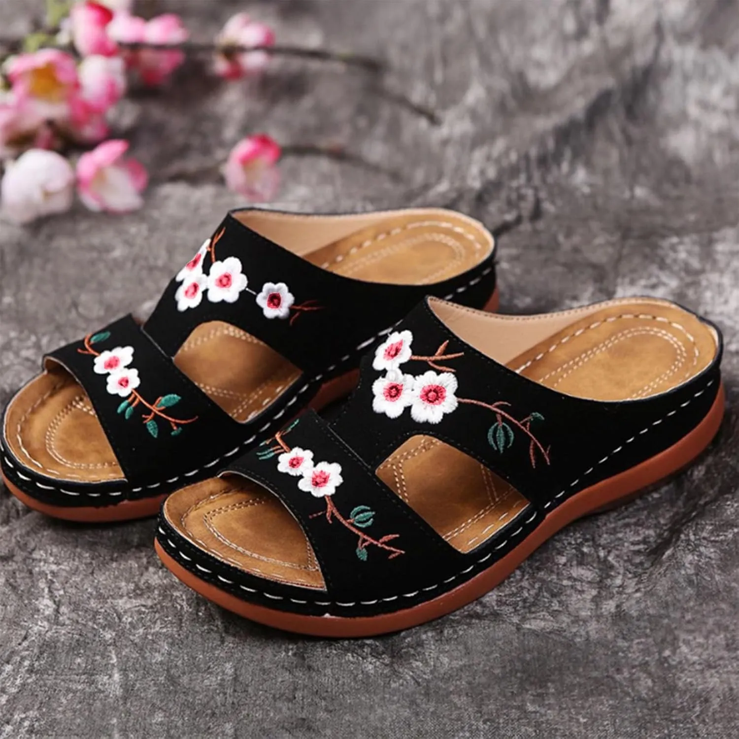 Sandals for Women Comfortable Beach Sandals Slip on Thong Flat Slippers Summer Shoes for Women Sandal